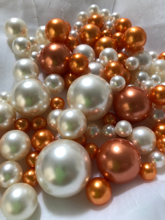 100 Orange and white - Use For Floating Vase Filler Pearls Decor, Use for make up brush holder