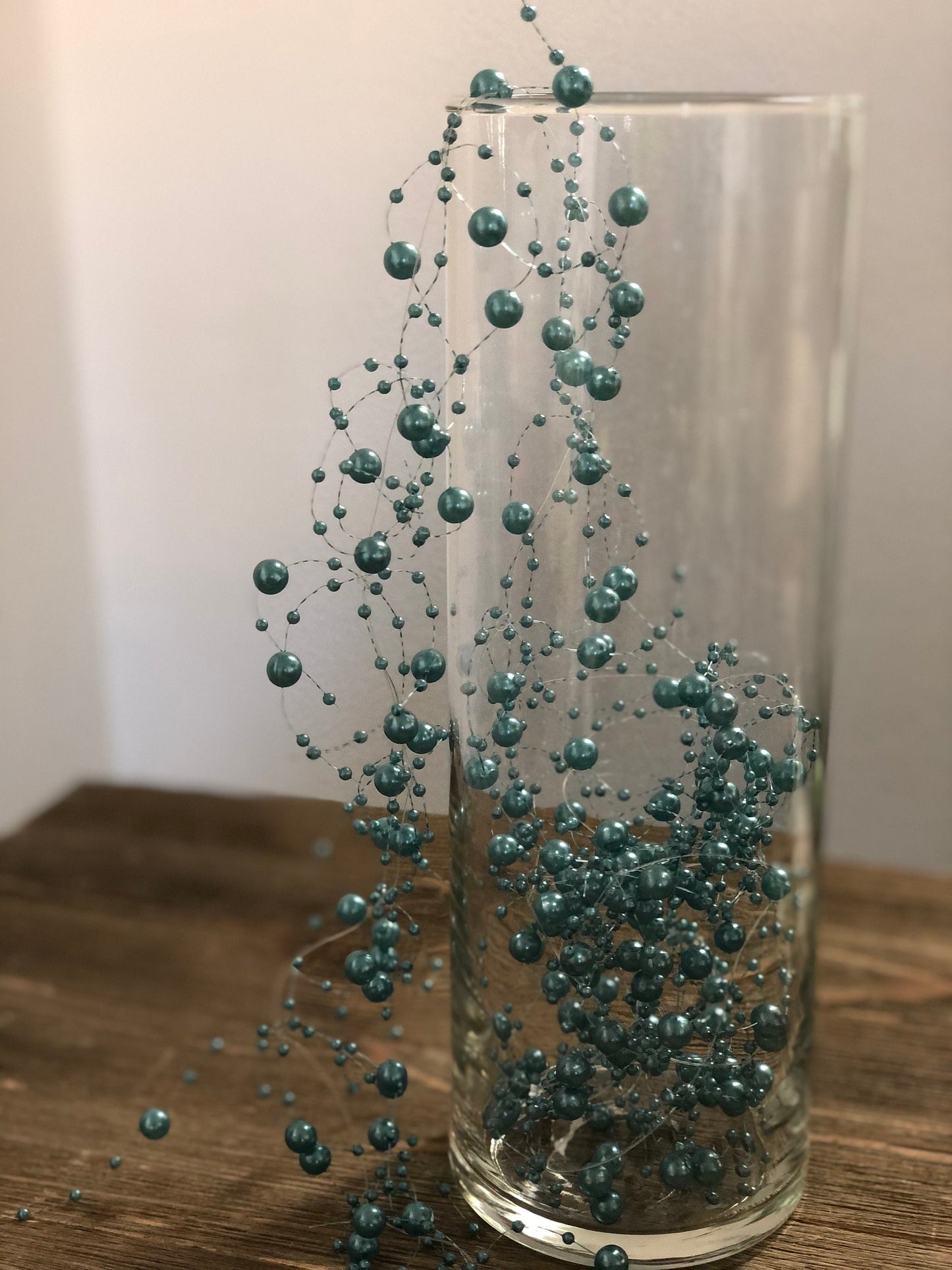 Pearl Beaded Garland - Teal Blue 5ft. Floating beaded Pearl Garland String for Wedding Centerpiece, Decor