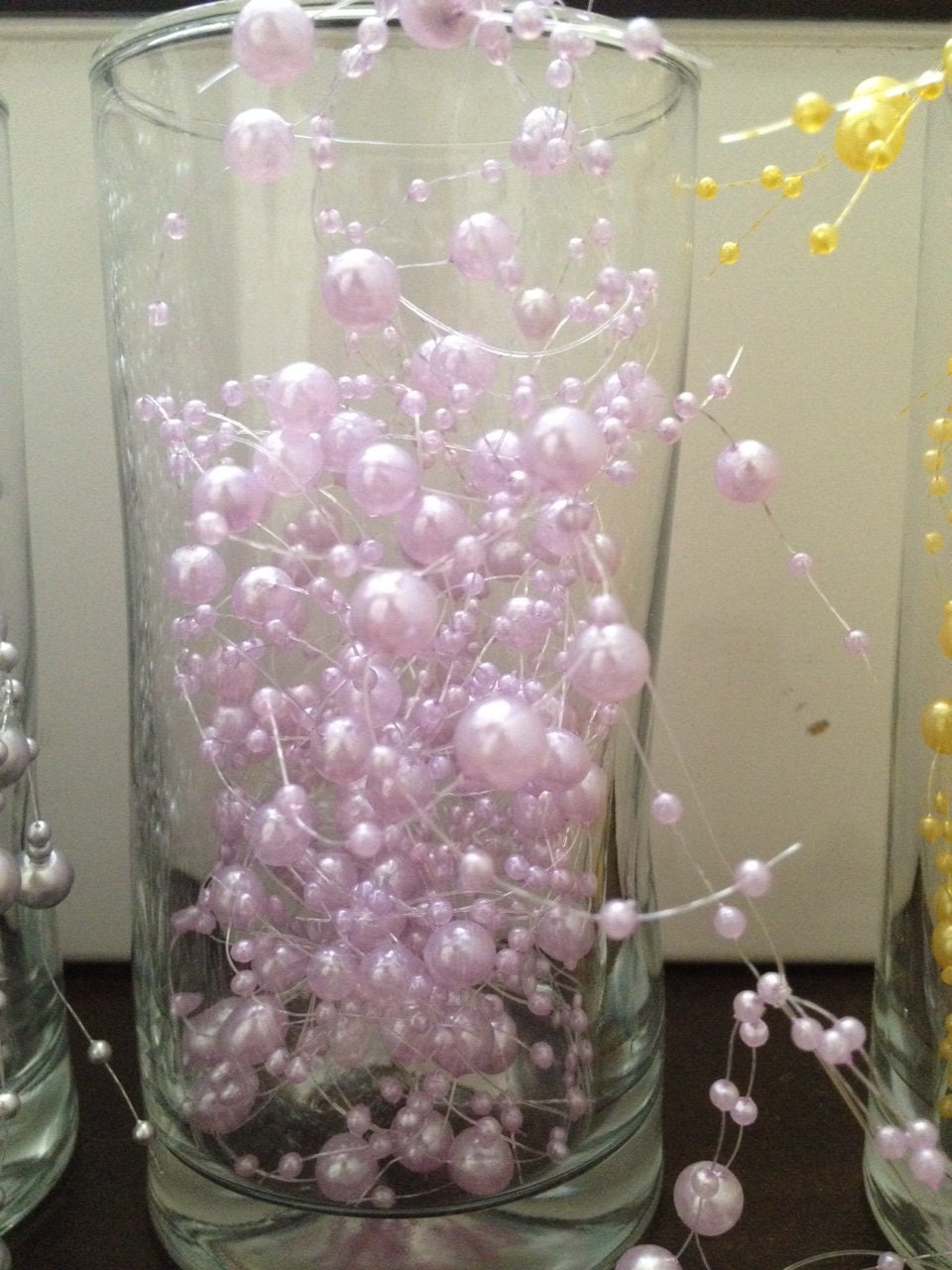 Floating beaded pearl string garland - Lilac 5ft Floating Garland Sting for Wedding Centerpiece, Decor