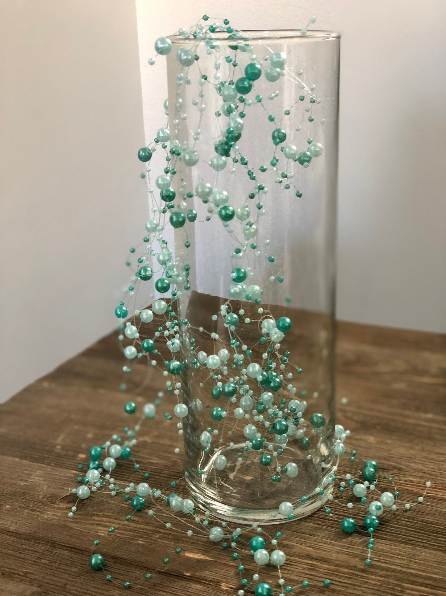 Floating beaded pearl string garland - Light Blue And Teal Blue 5ft Floating Garland Sting for Wedding Centerpiece, Decor