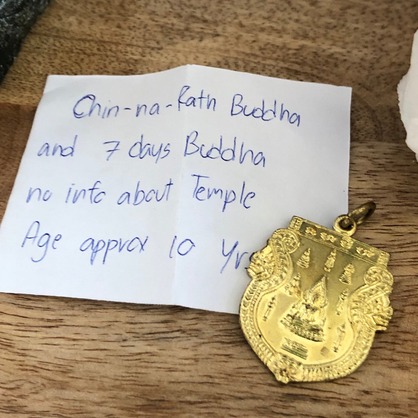 Chin Na Rath buddha amulet pendant from Thailand, Age 10 years