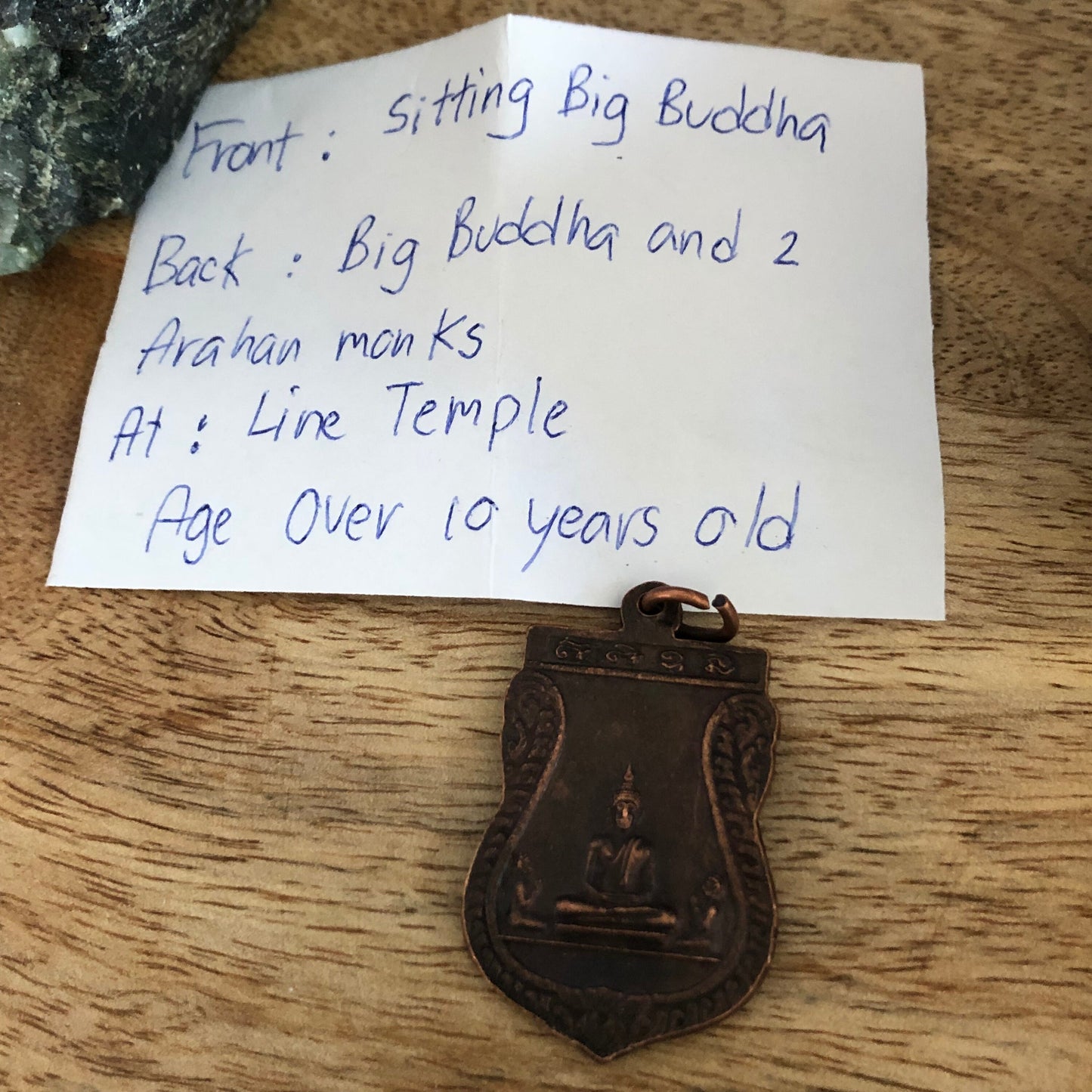 Sitting Big Buddha Amulet Pendant From Thailand At Line Temple , 10 years old