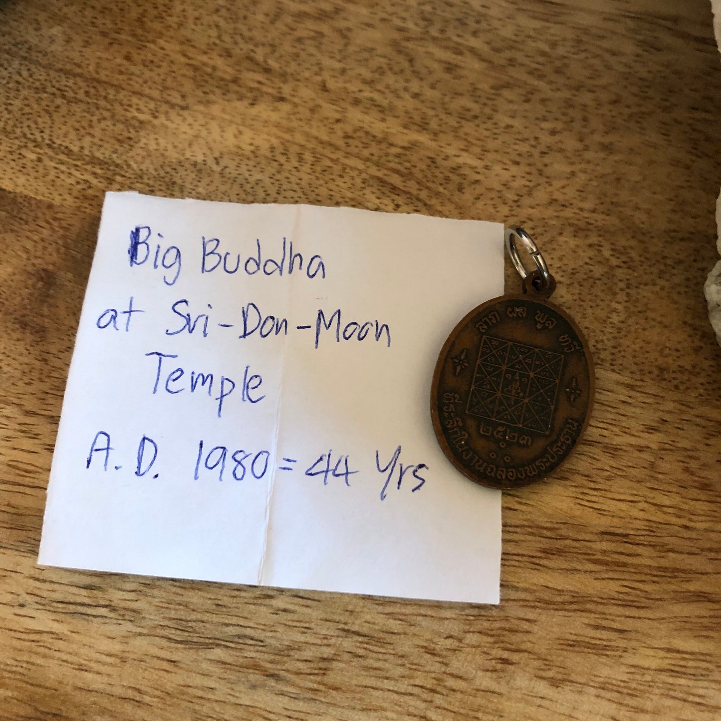 Big Buddha At Sri Don Moon Temple, AD 1980 44 years, authentic Thailand buddha talisman, pendant, collector