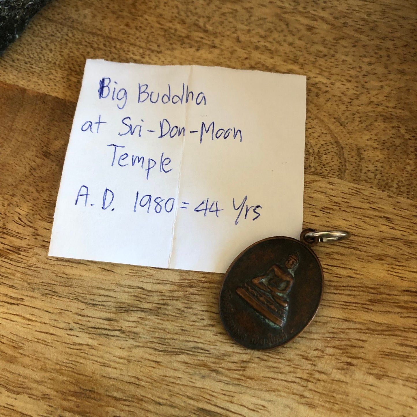 Big Buddha At Sri Don Moon Temple, AD 1980 44 years, authentic Thailand buddha talisman, pendant, collector