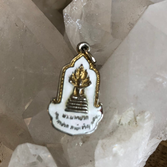 Buddha sheltered by Naga Hood, 2 devas, At Nak Prog Temple, Celebration Bangkok, AD 1982 42 years. Authentic Thailand Buddha Pendant