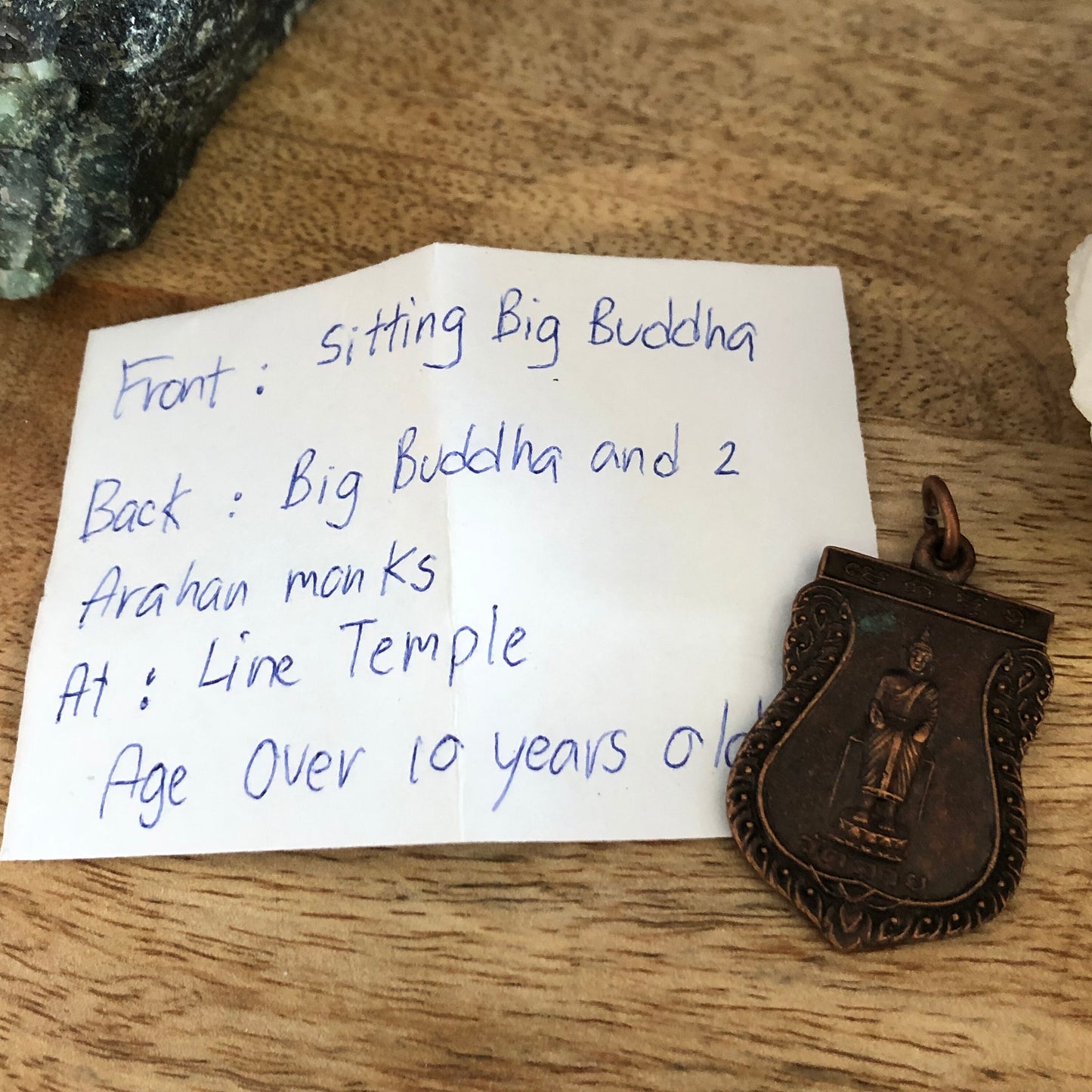 Sitting Big Buddha Amulet Pendant From Thailand At Line Temple , 10 years old