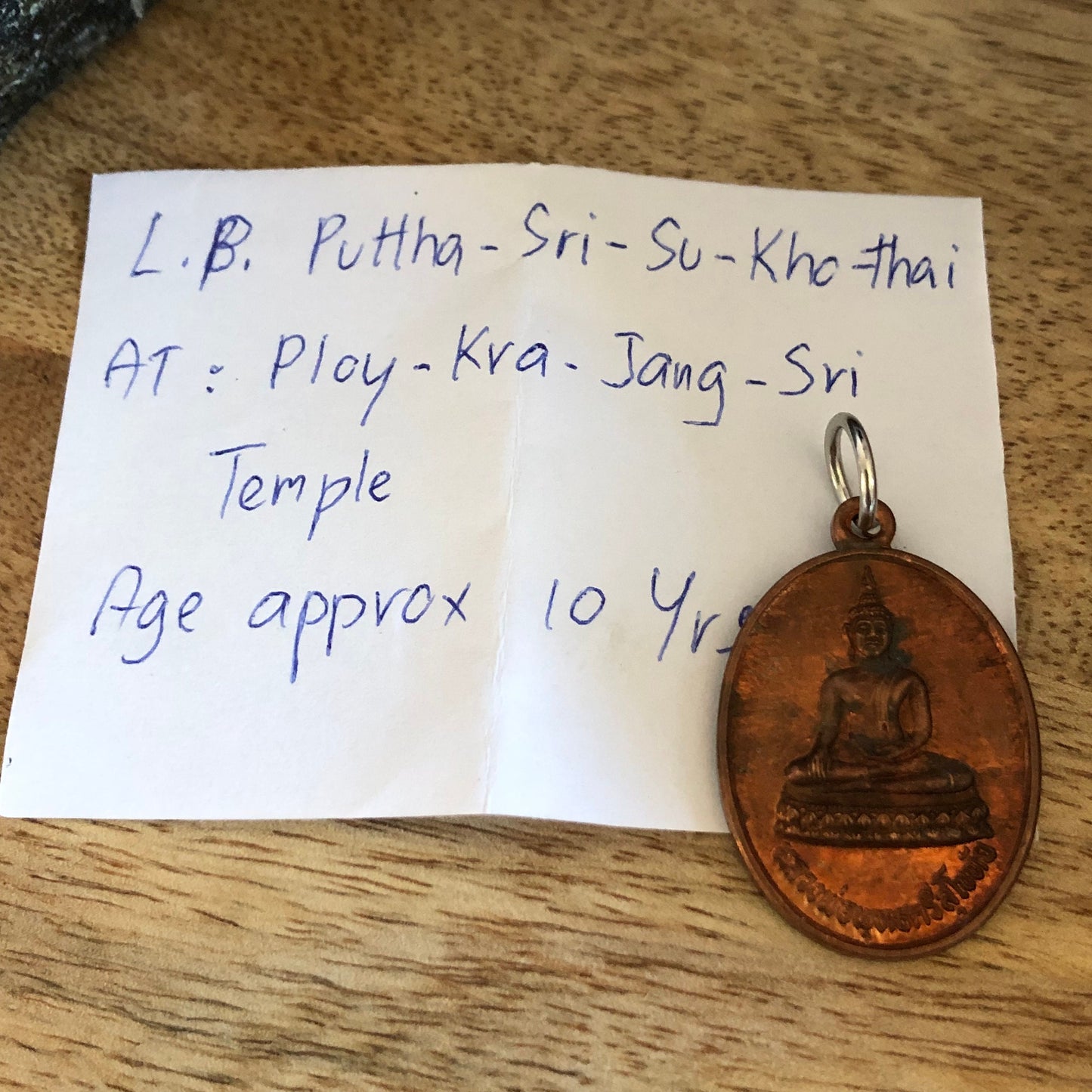 LP Puttha Sri Su Kho Thai At Ploy Kra Jang Sri Temple, Age 10 years, authentic Thailand Amulets, Pendant talisman, coin collector