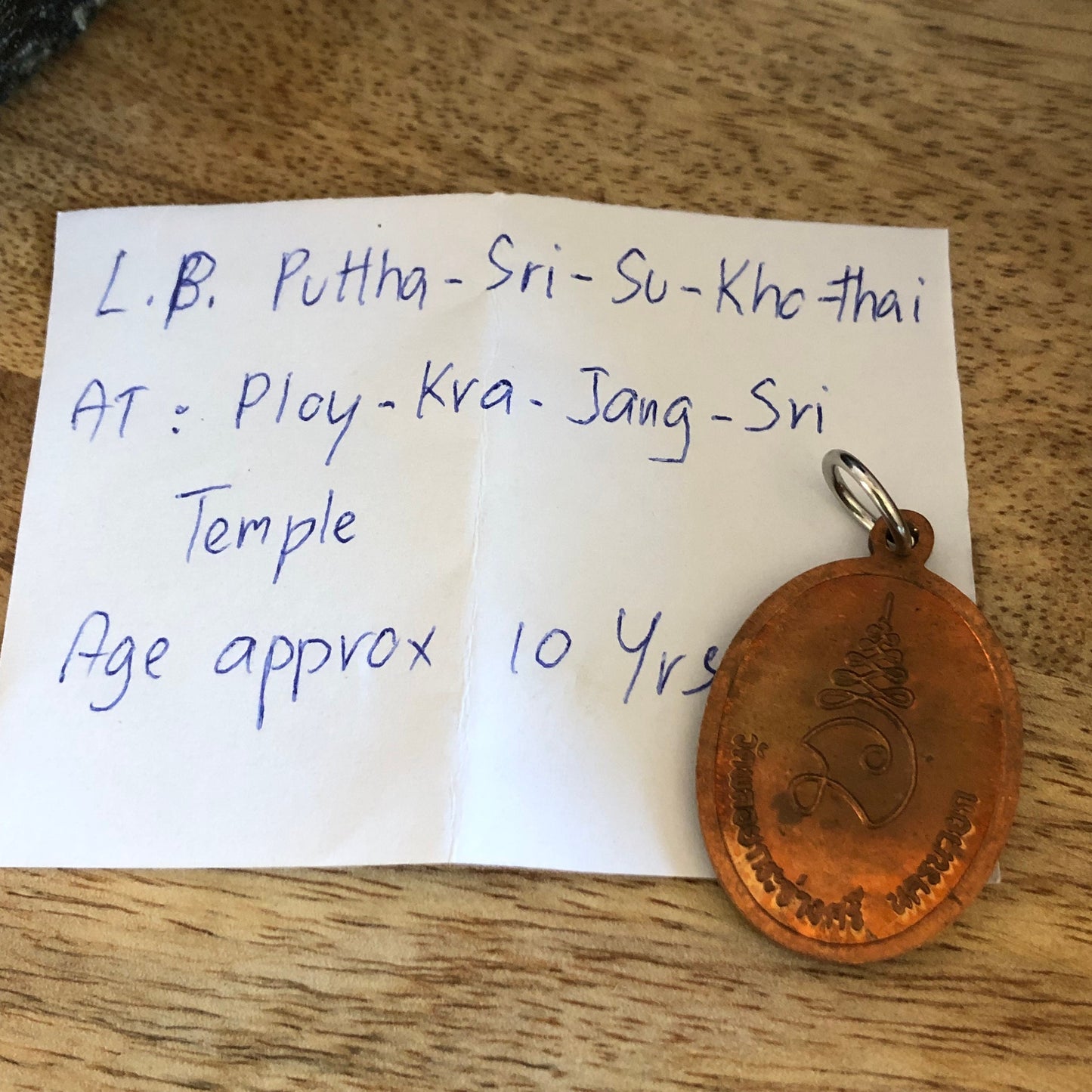 LP Puttha Sri Su Kho Thai At Ploy Kra Jang Sri Temple, Age 10 years, authentic Thailand Amulets, Pendant talisman, coin collector