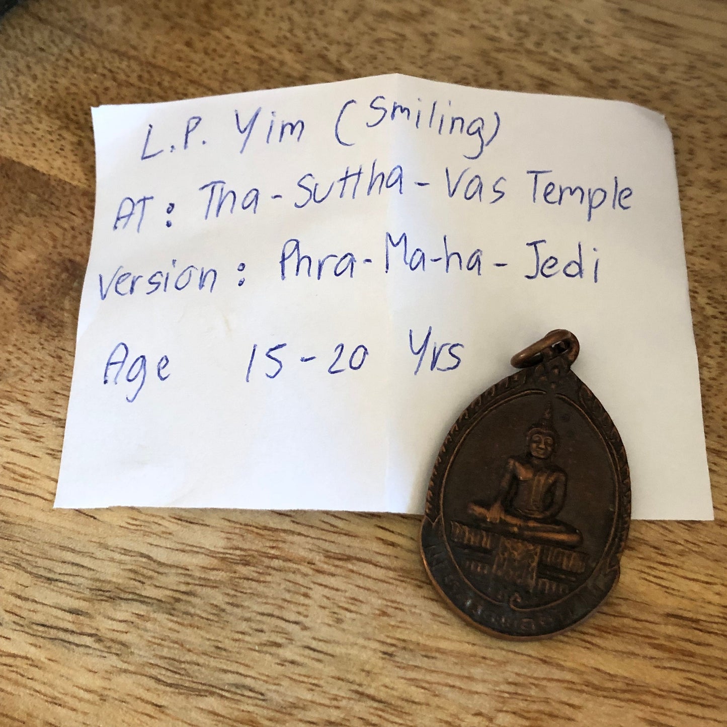 LP Yim At Tha Suttha Vas Temple, Version Phra Ma ha Jedi, Age 15-20 years, Authentic Thailand Amulet, Talisman Pendant