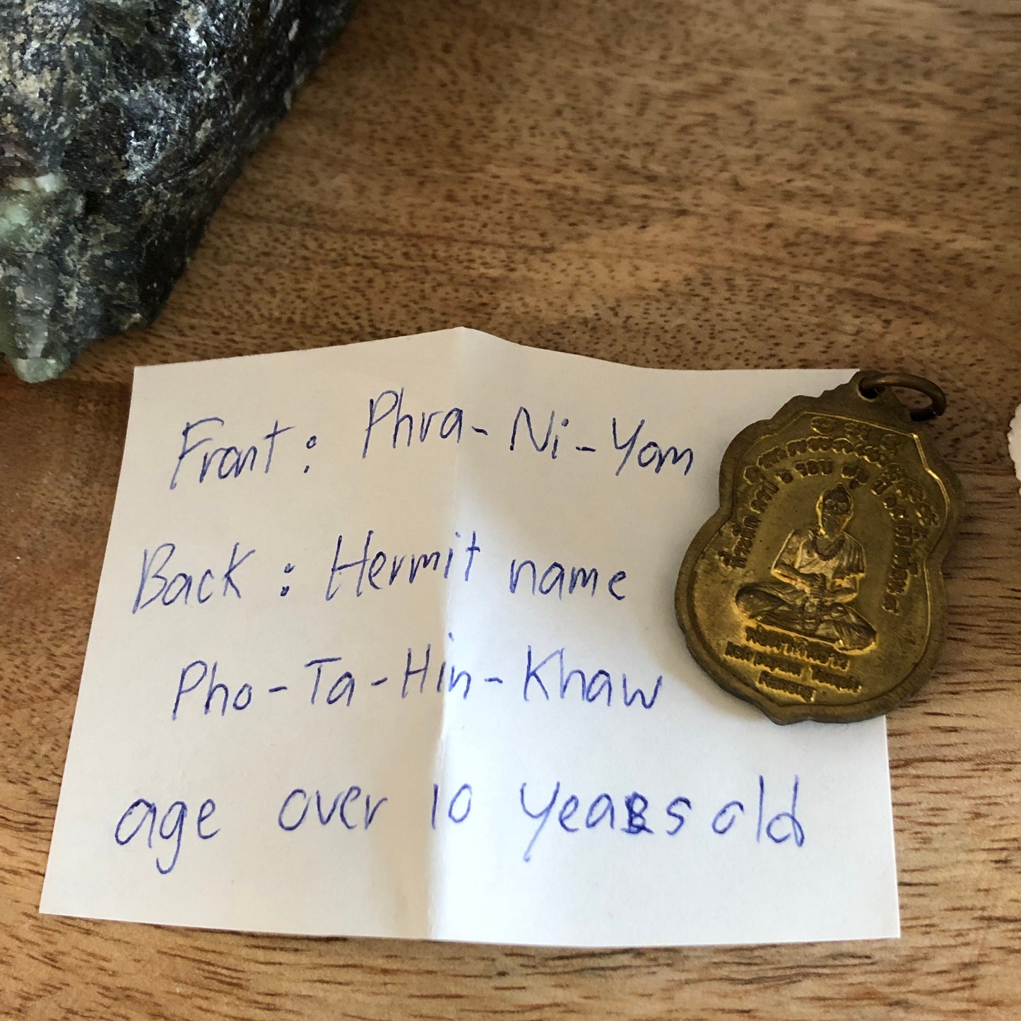 Phra Ni Yom Buddha, Hermit Pho Ta Hin Khaw, Age 10 years, authentic Thailand buddha Talisman, Pendant