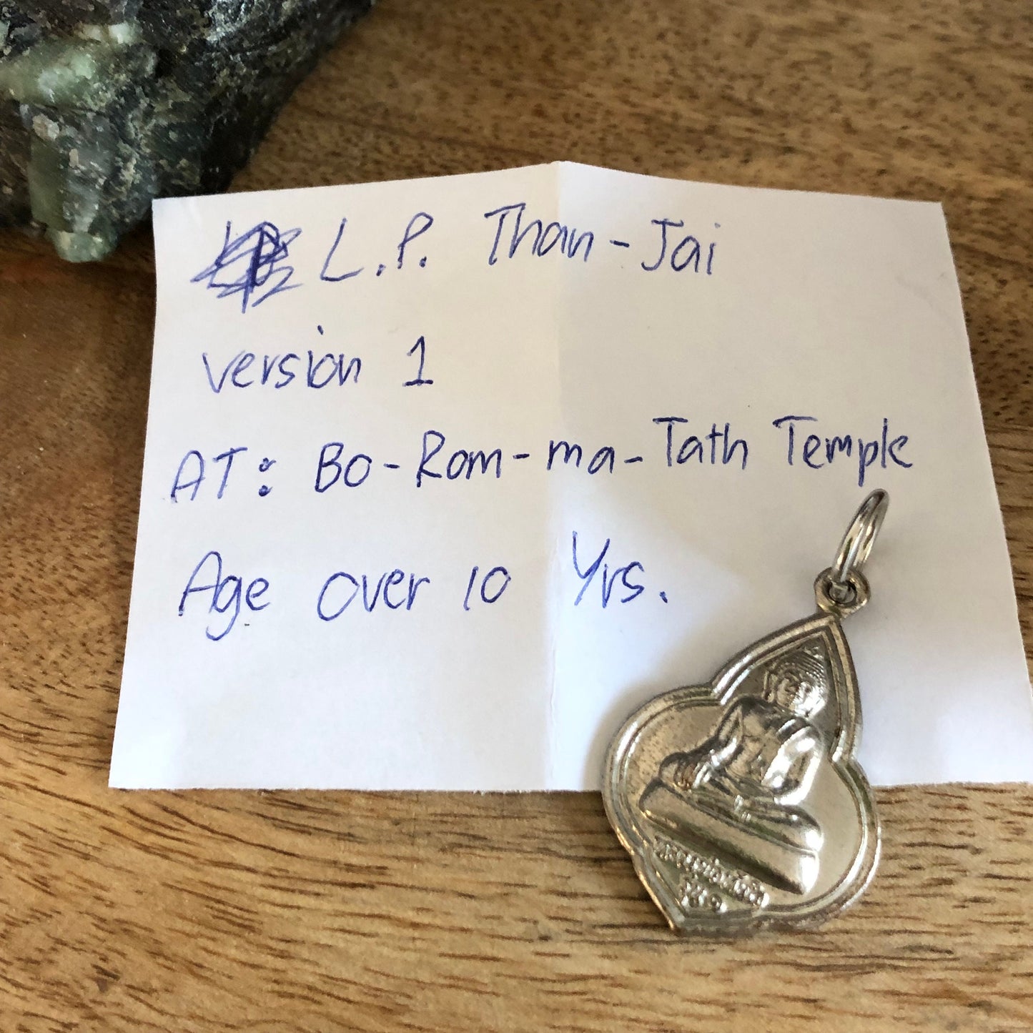 LP Than Jai Buddha, At Bo Romma Tath Temple, Age 10 years, Authentic Thailand Buddha Talisman, Pendant.