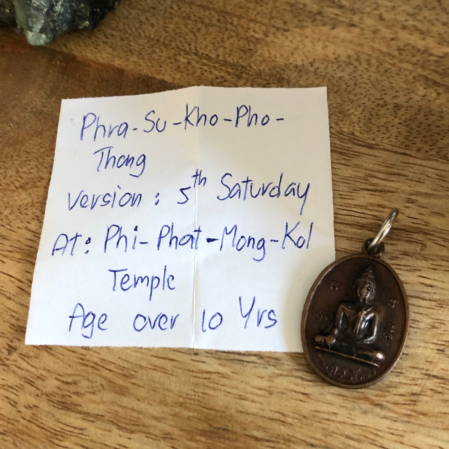 Phra Su Kho Pho Thong Buddha, At Phi Phat Mong Kol Temple, Age 10 years, authentic Thailand buddha, talisman, pendant