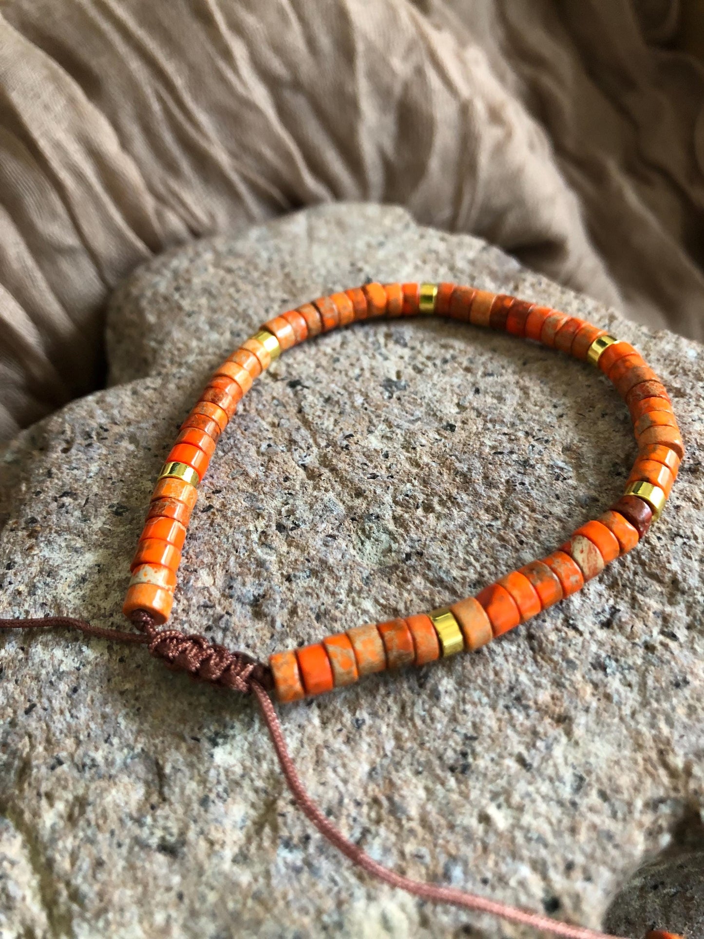 Orange Sea Sediment Jasper spiritual beads bracelet 2x4, meditation bracelet, mothers day gift, birthday gift, beaded gemstone power beads