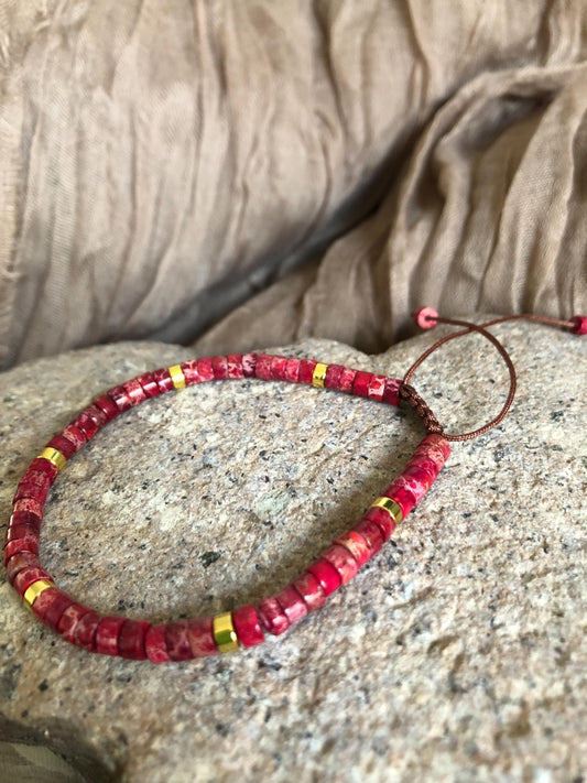 Red Sea Sediment Jasper spiritual beads bracelet 2x4, meditation bracelet, mothers day gift, birthday gift, beaded gemstone power beads