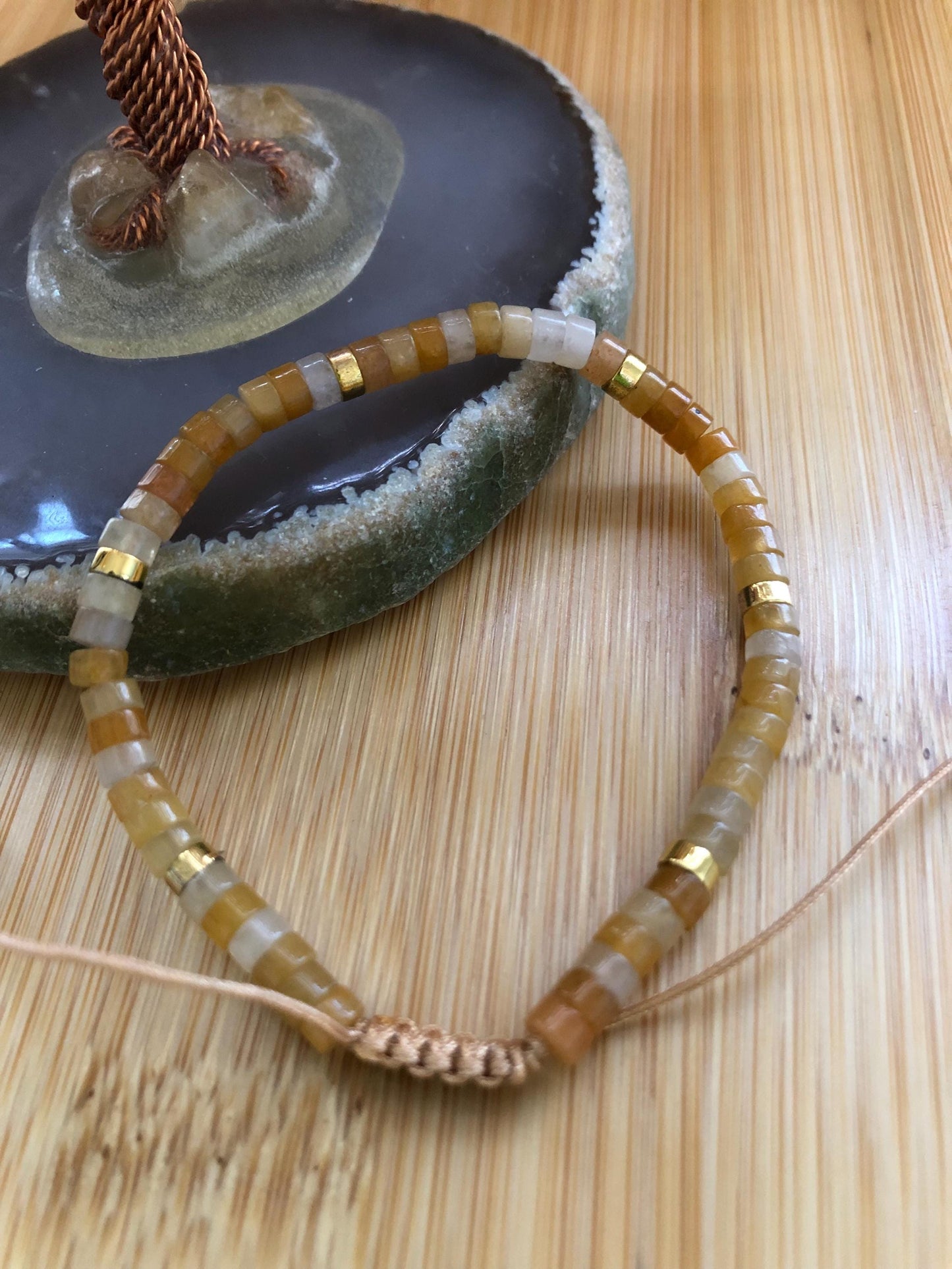 Yellow Aventurine stone spiritual beads for positivity and happiness, hematite protection bead, dainty beaded, meditating intention bracelet