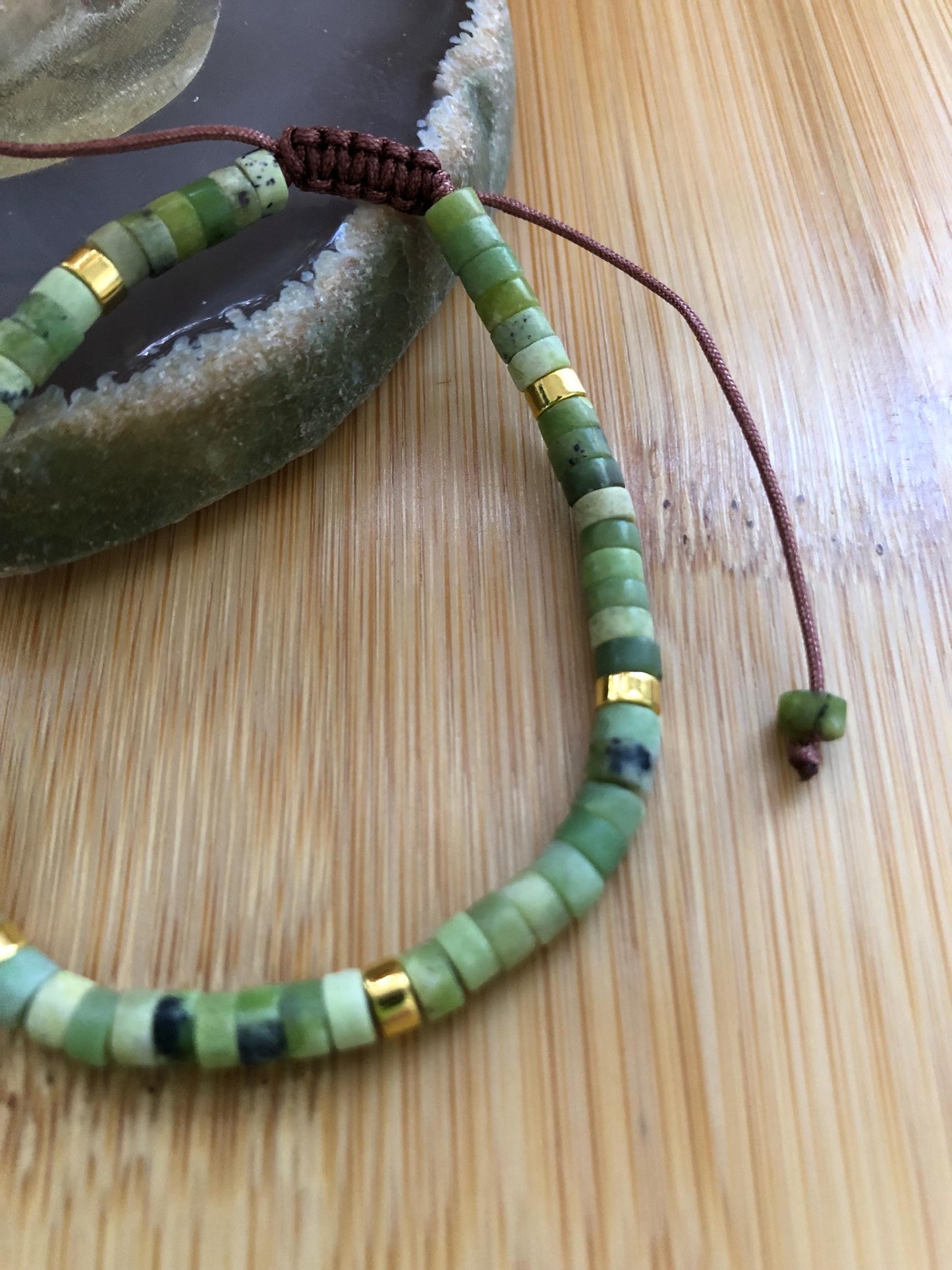 Grass Pine Yellow Jasper stone spiritual beads brings joy and release negativity, hematite protection bead, dainty beaded intention bracelet