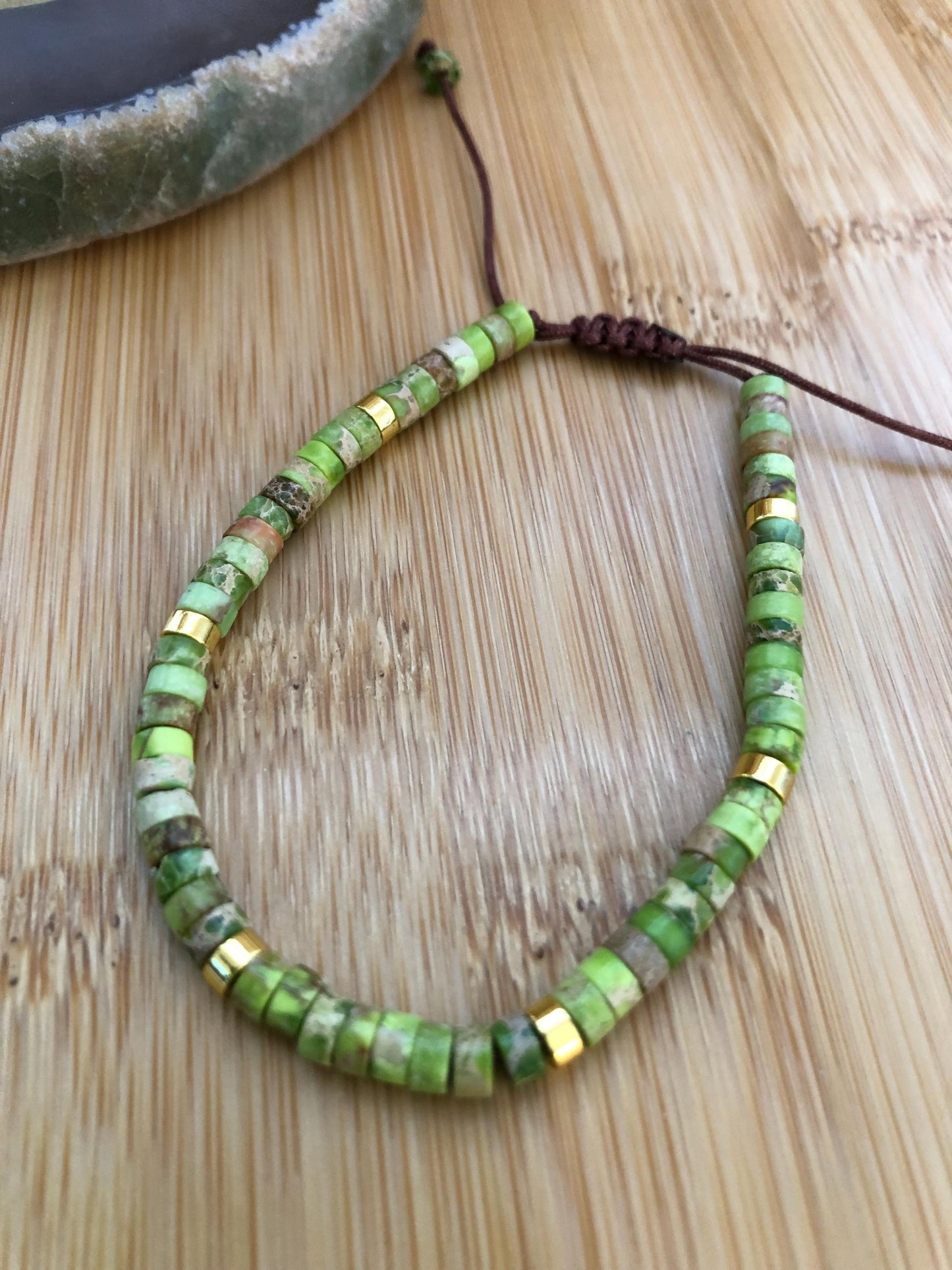 Lime green sea sediment jasper stone spiritual beads, hematite protection bead,  power gemstone dainty beaded bracelet