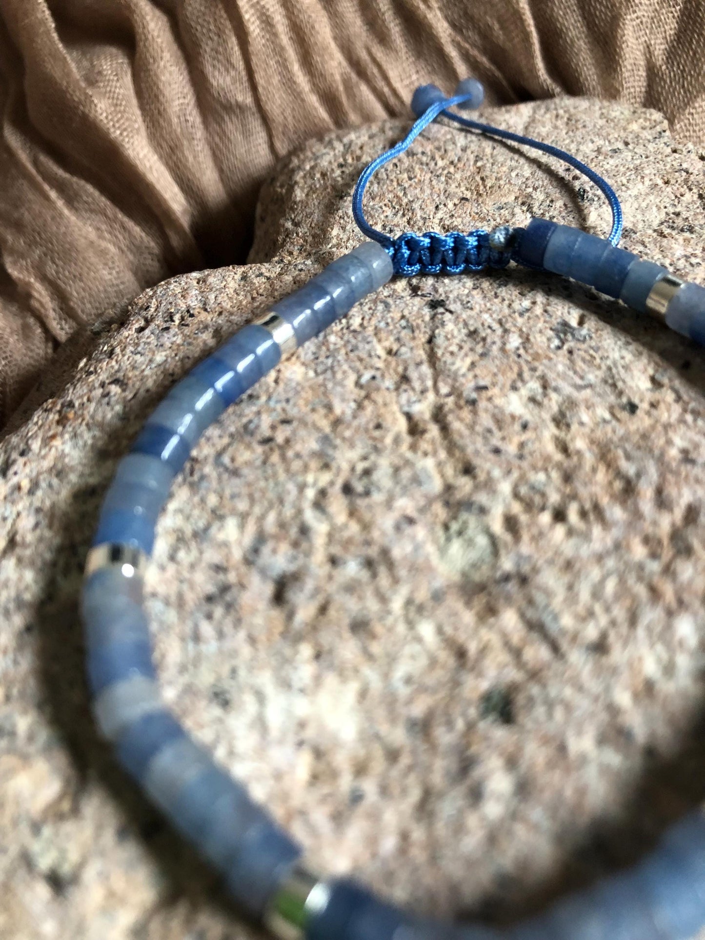 Blue Aventurine 2x4 dainty bracelet, heishi beads, boho meditation bracelet, mothers day gift, birthday gift, spiritual beads, power beads