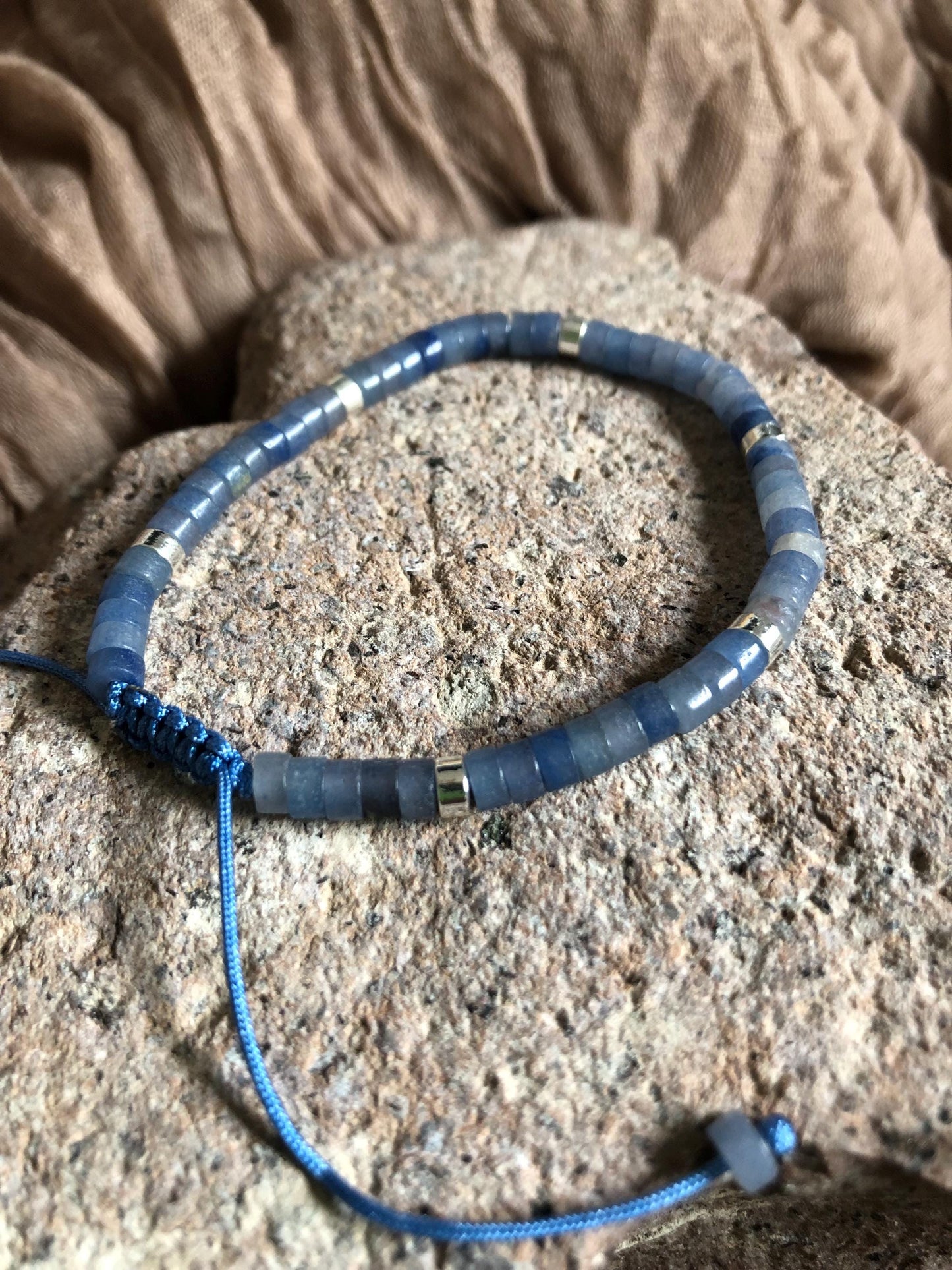 Blue Aventurine 2x4 dainty bracelet, heishi beads, boho meditation bracelet, mothers day gift, birthday gift, spiritual beads, power beads