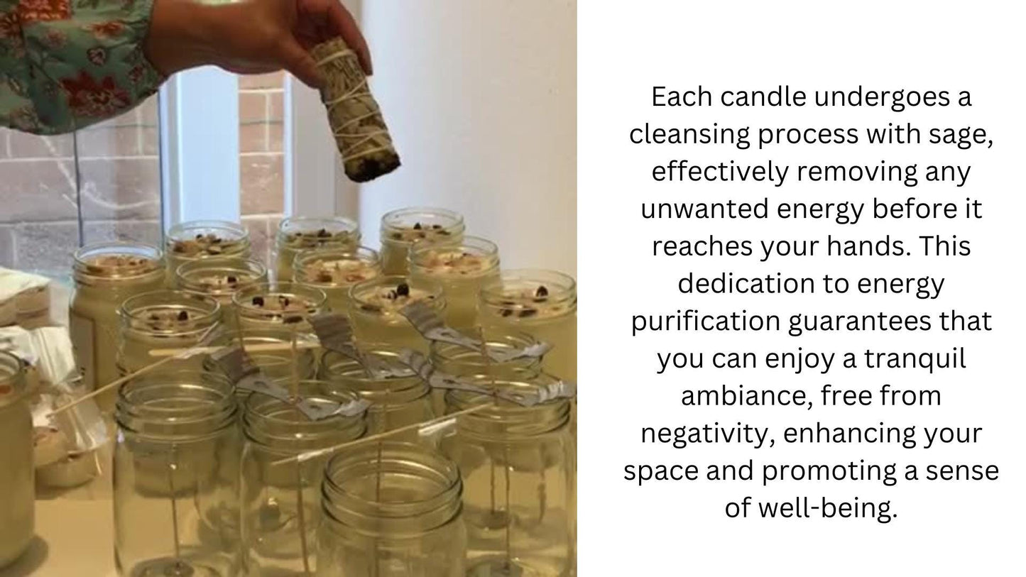 Warrior Mantra soy Candle Affirmation, Intention candles, candles with crystals, herbs, Mason Jar soy candle