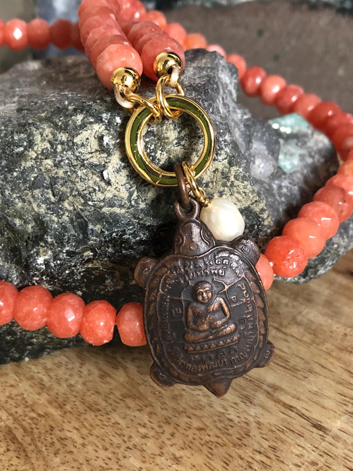 Sunstone Choker Necklace Joy, Vitality, Abundance, Thailand Buddha Amulet Pendant,  Empowering Meditation Boho Chic Necklace