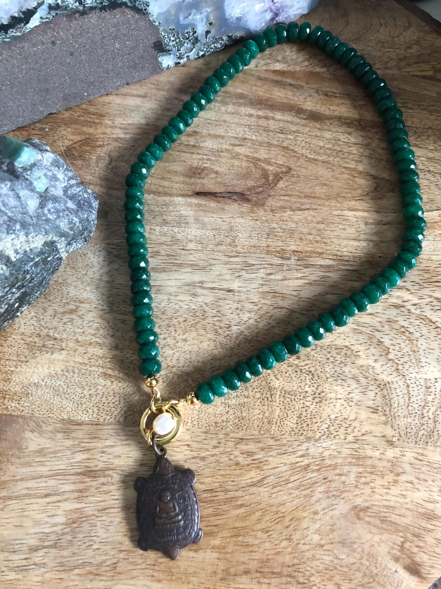 Emerald Choker Necklace Abundance, Prosperity, Good Fortune, Vintage Thai Buddha Pendant, protective, Amulet Buddha from Thailand, Boho Chic