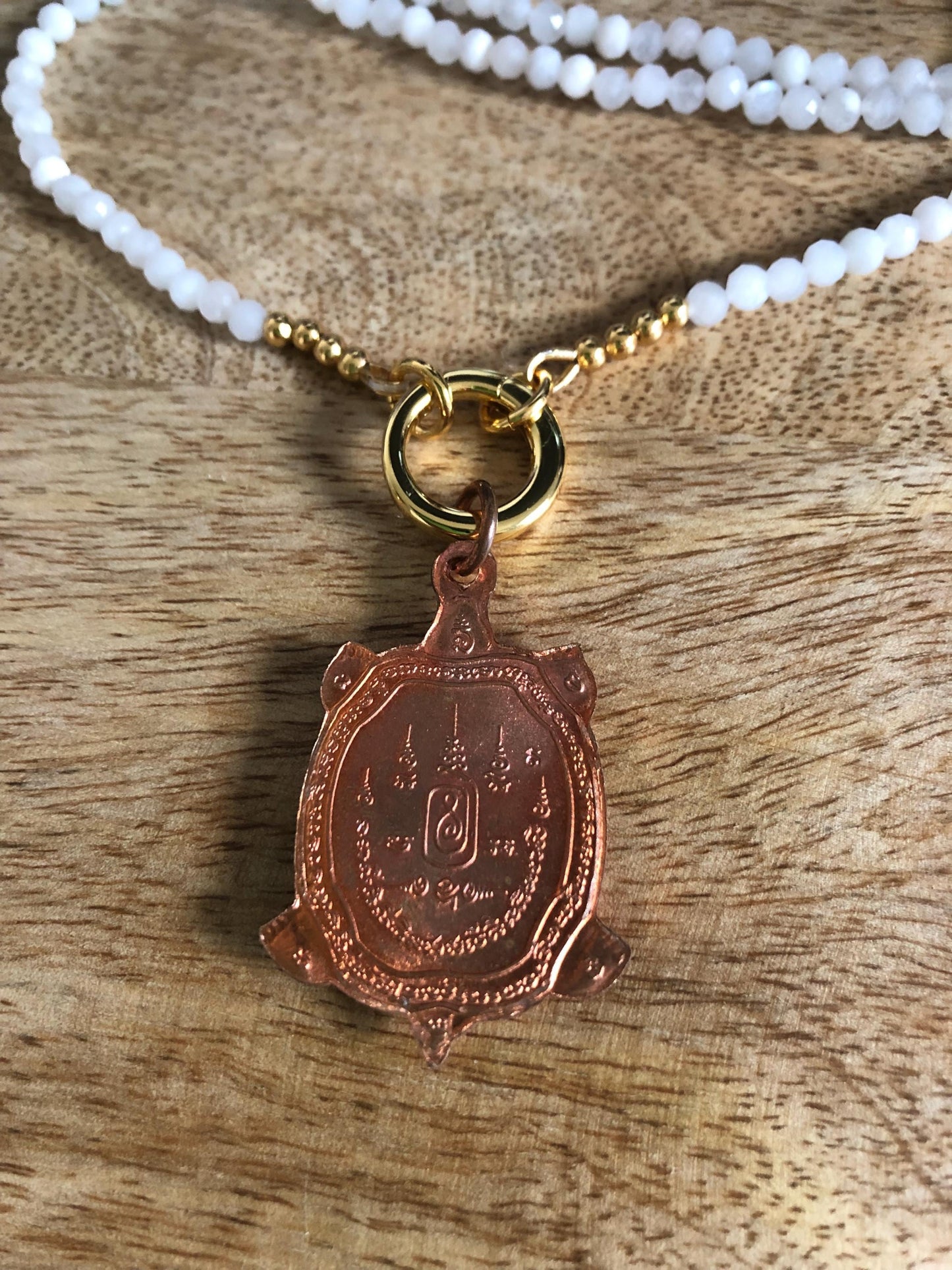 White Moonstone Necklace stone of new beginnings, Vintage Buddha Pendant Amulet from Thailand,  empowering meditation necklace gifts