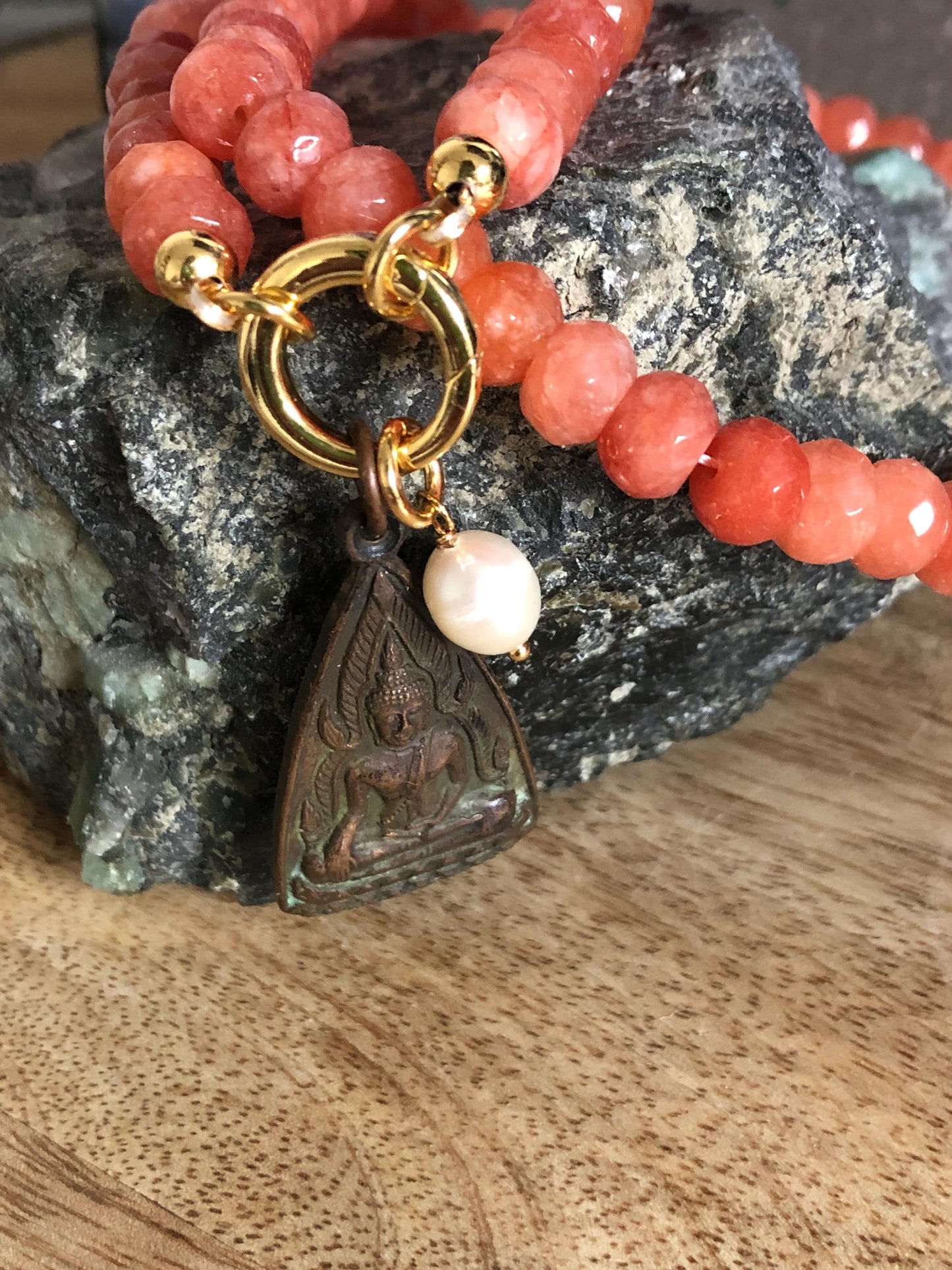 Sunstone Choker Necklace, Joy, Vitality, Abundance Choker, Vintage Thai Buddha Pendant, protective, Amulet Buddha from Thailand