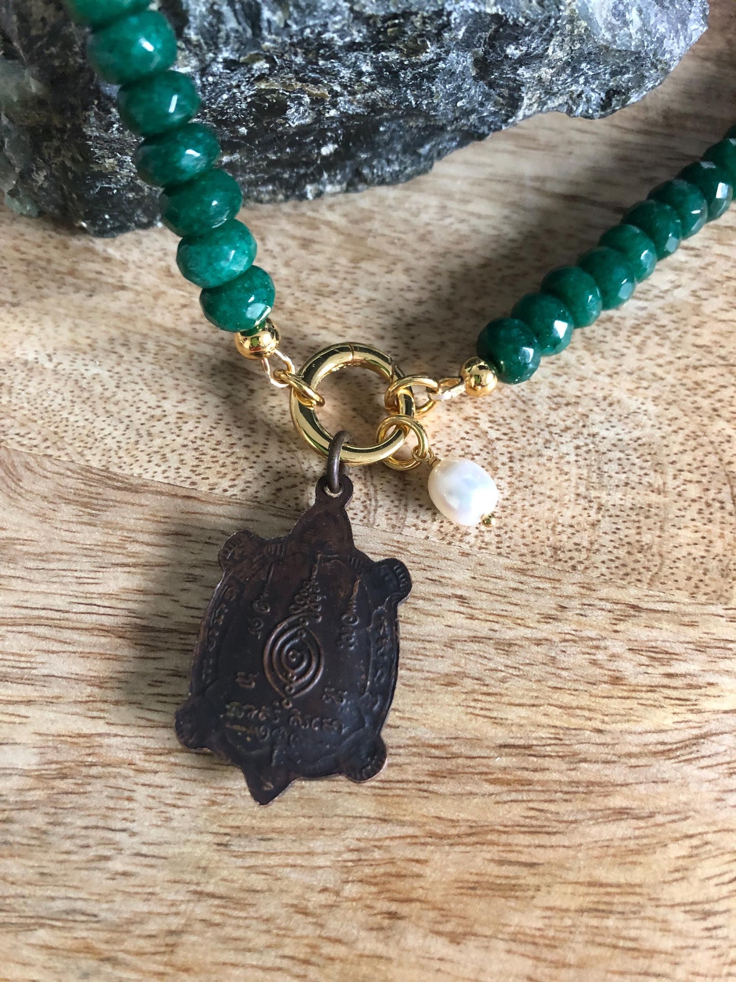 Emerald Choker Necklace Abundance, Prosperity, Good Fortune, Vintage Thai Buddha Pendant, protective, Amulet Buddha from Thailand, Boho Chic