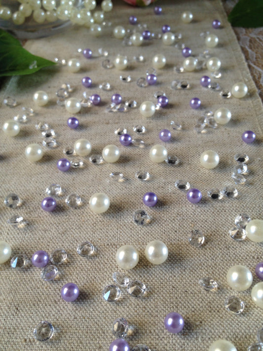 Lilac Pearl Table Scatters, Diamond Scatters For Wedding, Parties, Perfect for wine glass fillers, mason jars.