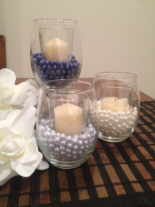 300pc 8mm Pearls Candle Vase Fillers, Floating Pearl Centerpiece, Pearl Craft Project