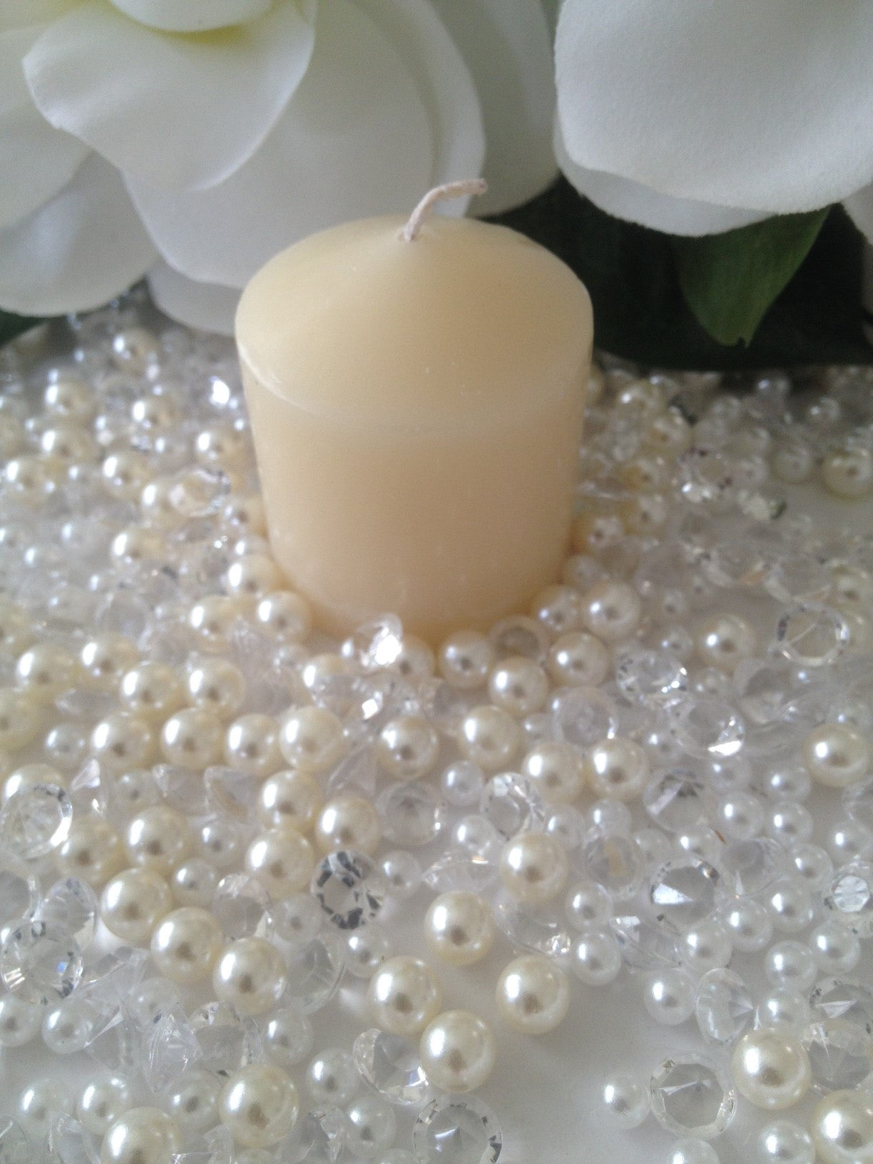 500pcs Pearls & Diamonds white and Ivory Pearls For Candle Fillers, Table Scatters