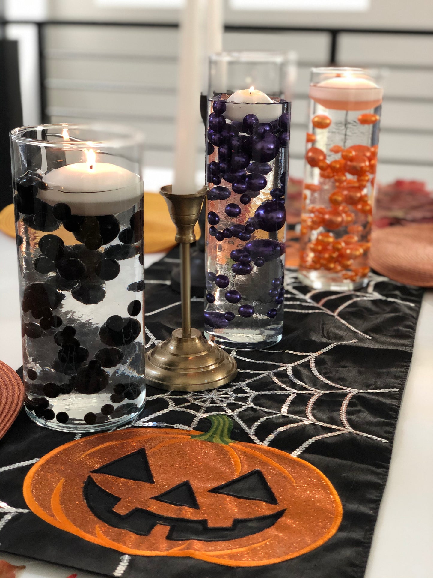 Black Floating Pearls Centerpiece, No Hole Vase Filler Pearls