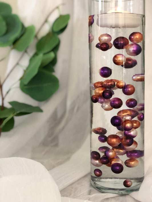 Purple Brown Vase Filler Pearls For Floating Pearl Centerpiece Decor, No Hole Pearl