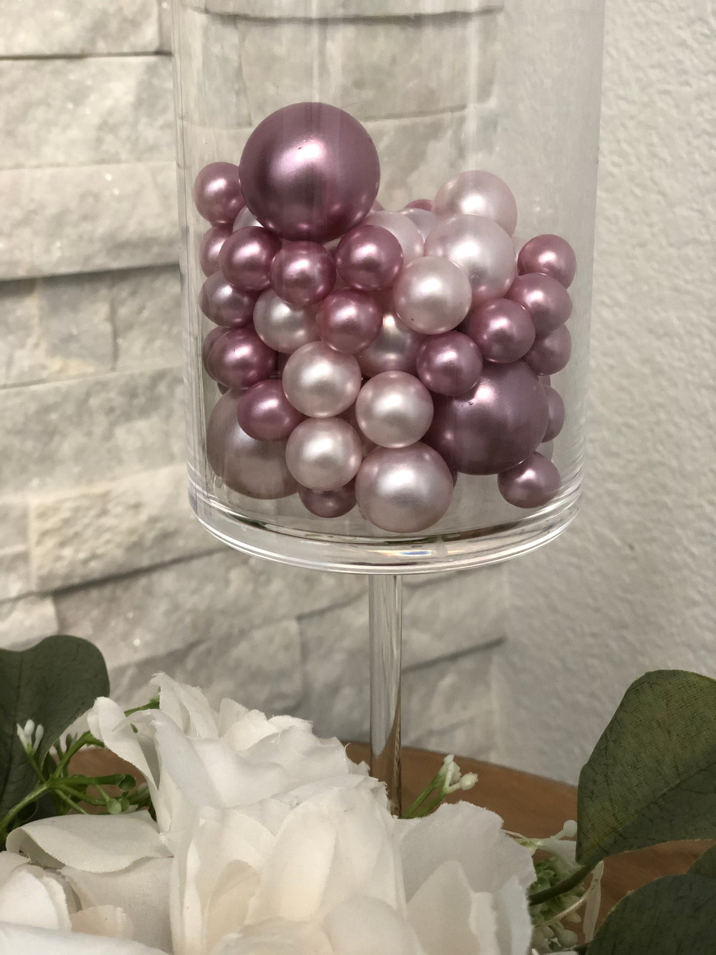 Dusty Rose Blush Floating Pearls - Vase Filler Pearls Jumbo Pearls No Hole Pearls