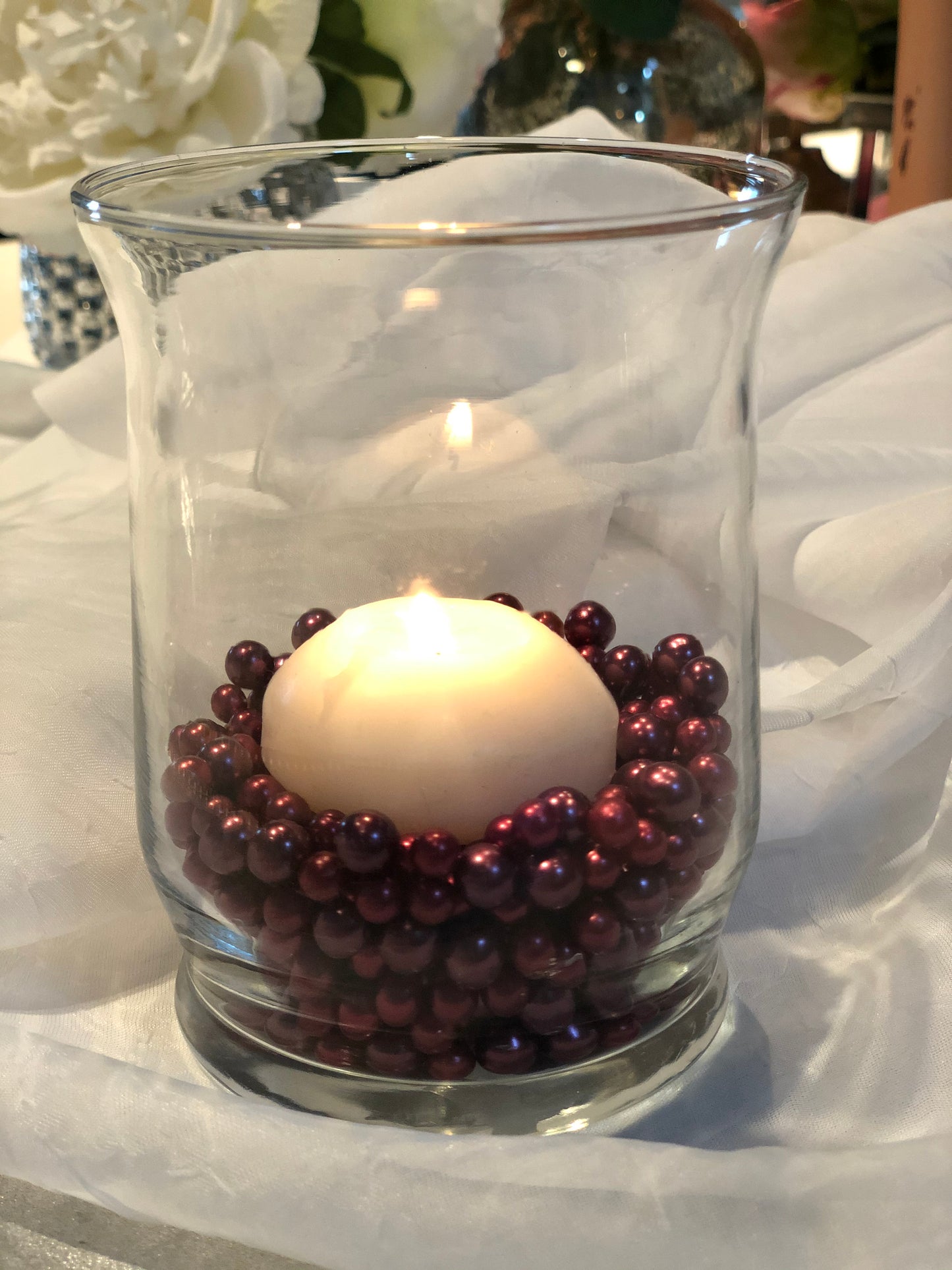 Burgundy Cranberry Pearl Confetti Vase Fillers 500pc Small Pearls No Holes