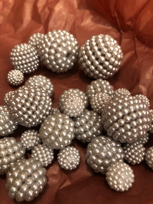 Silver Berry Beads 35pcs For Vase Filler Decors, Centerpieces