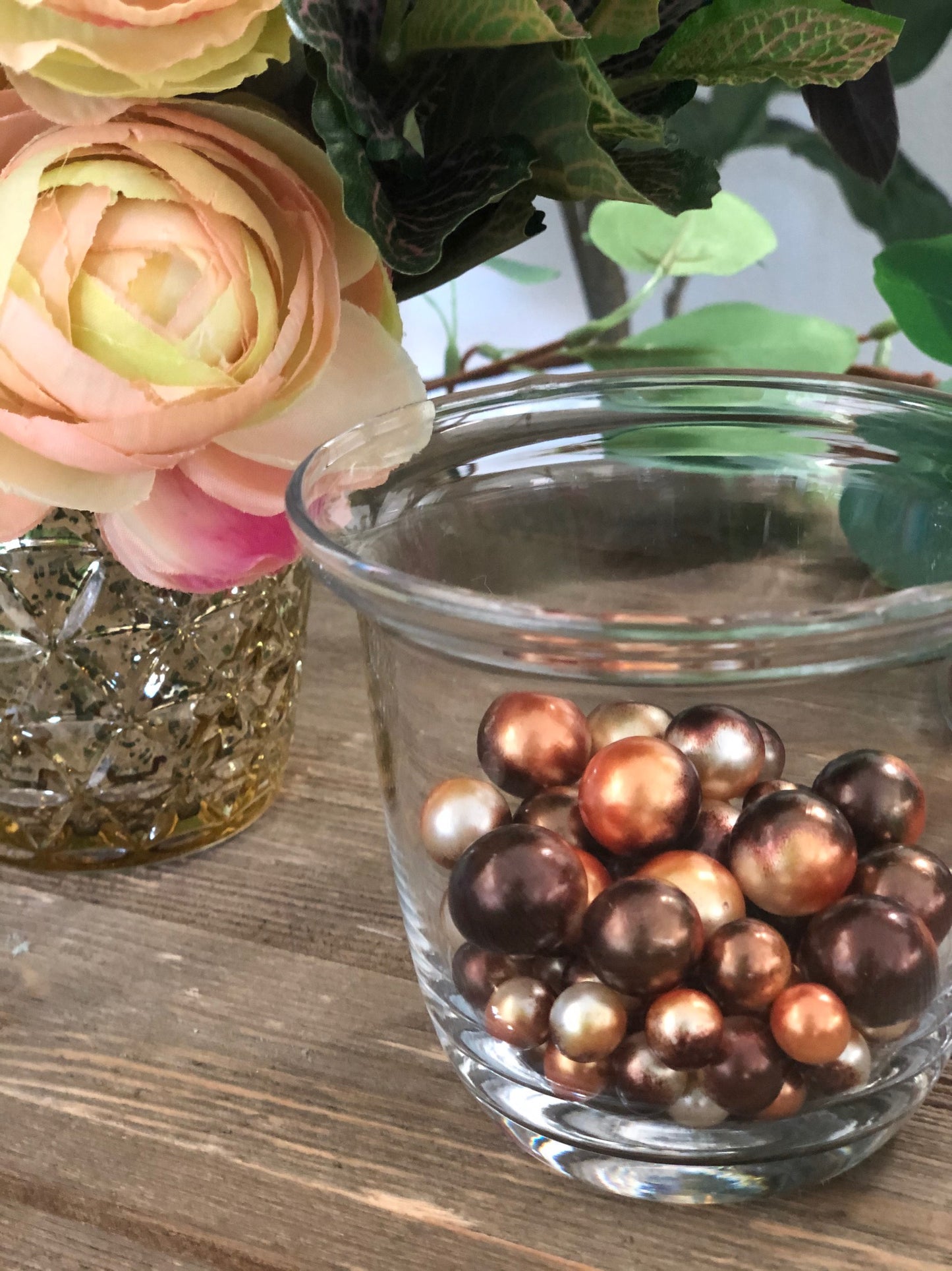 Floating Pearls Ombre/Watercolor Orange/Brown 60pc mix size pearls. DIY Floating Pearl Centerpiece