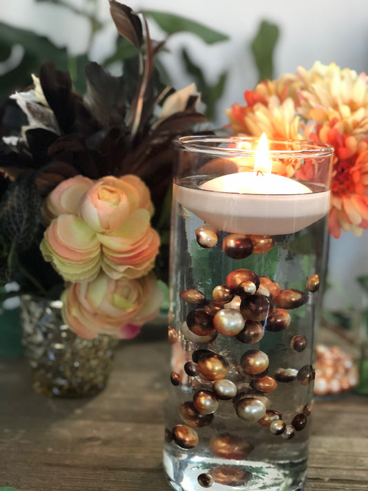 Floating Pearls Ombre/Watercolor Orange/Brown 60pc mix size pearls. DIY Floating Pearl Centerpiece