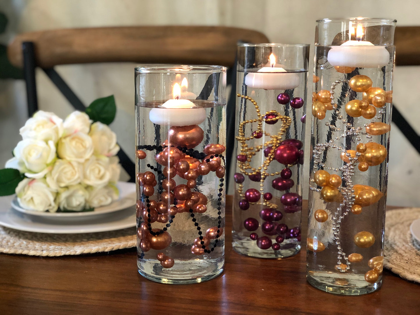 Burgundy Floating Pearl Decoration/Centerpiece