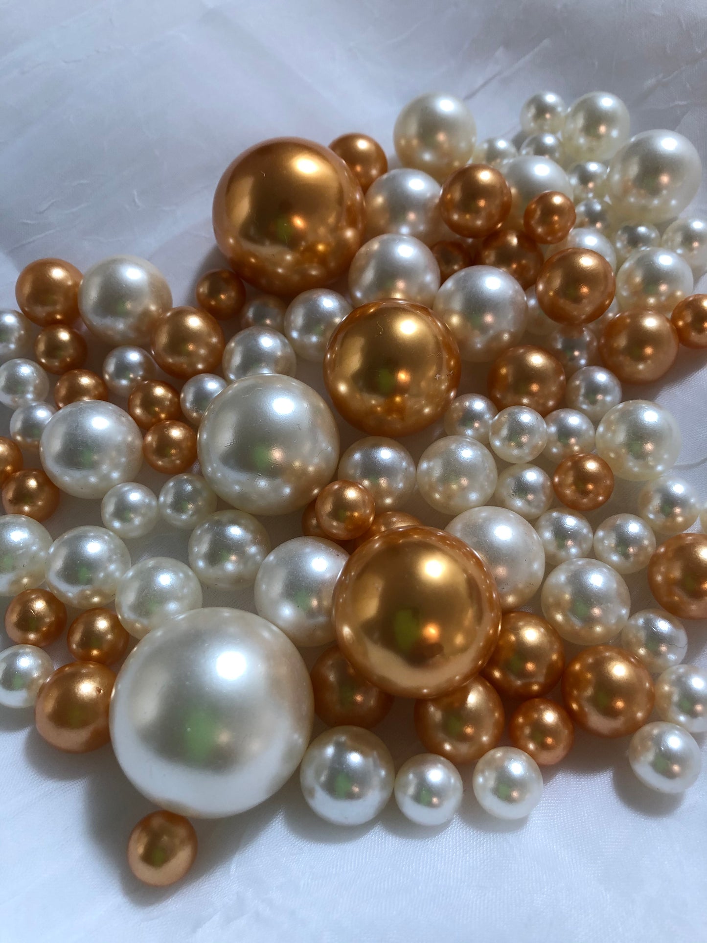 Gold Ivory Pearls, Vase Fillers For Floating Pearl Centerpiece, Table Scatters