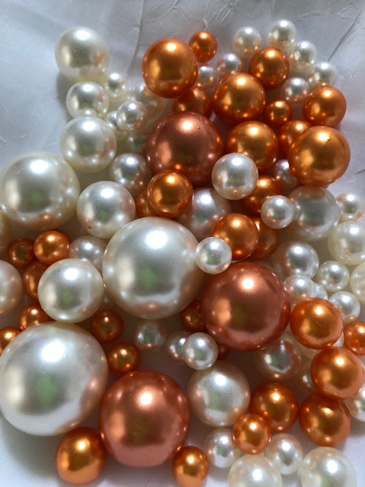 Orange Ivory Pearls, Vase Fillers For Floating Pearl Centerpiece, Table Scatters