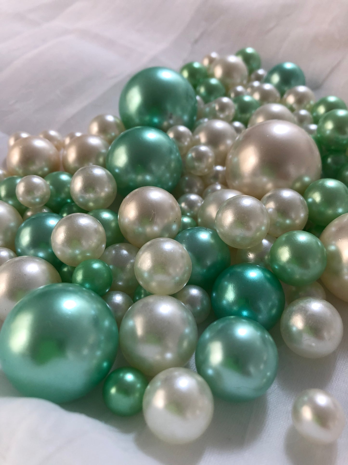 Seafoam Green Ivory Pearls, Vase Fillers For Floating Pearl Centerpiece, Table Scatters