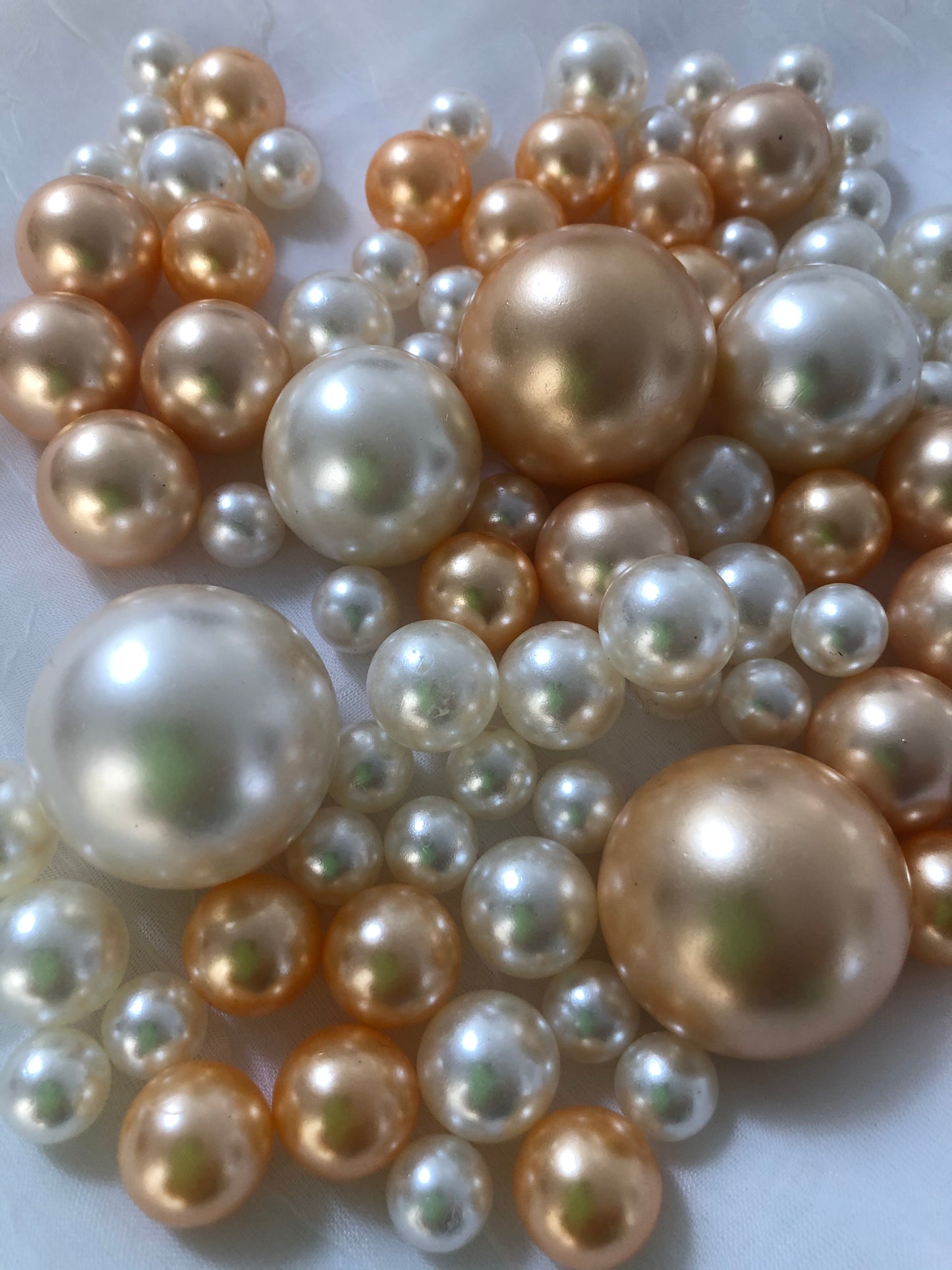 Peach Ivory Pearls, Vase Fillers For Floating Pearl Centerpiece, Table Scatters