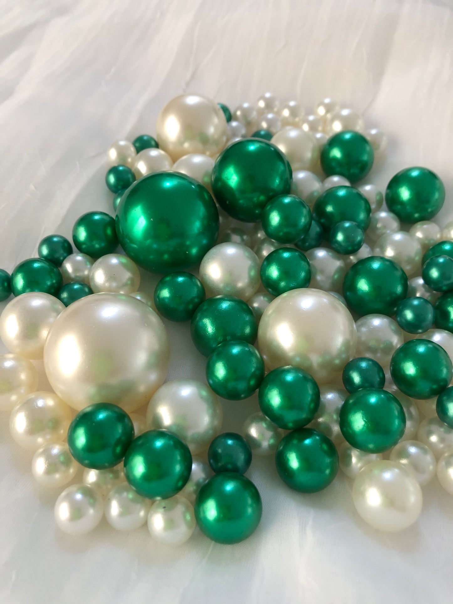 Emerald Green Ivory Pearls, Vase Fillers For Floating Pearl Centerpiece Decor