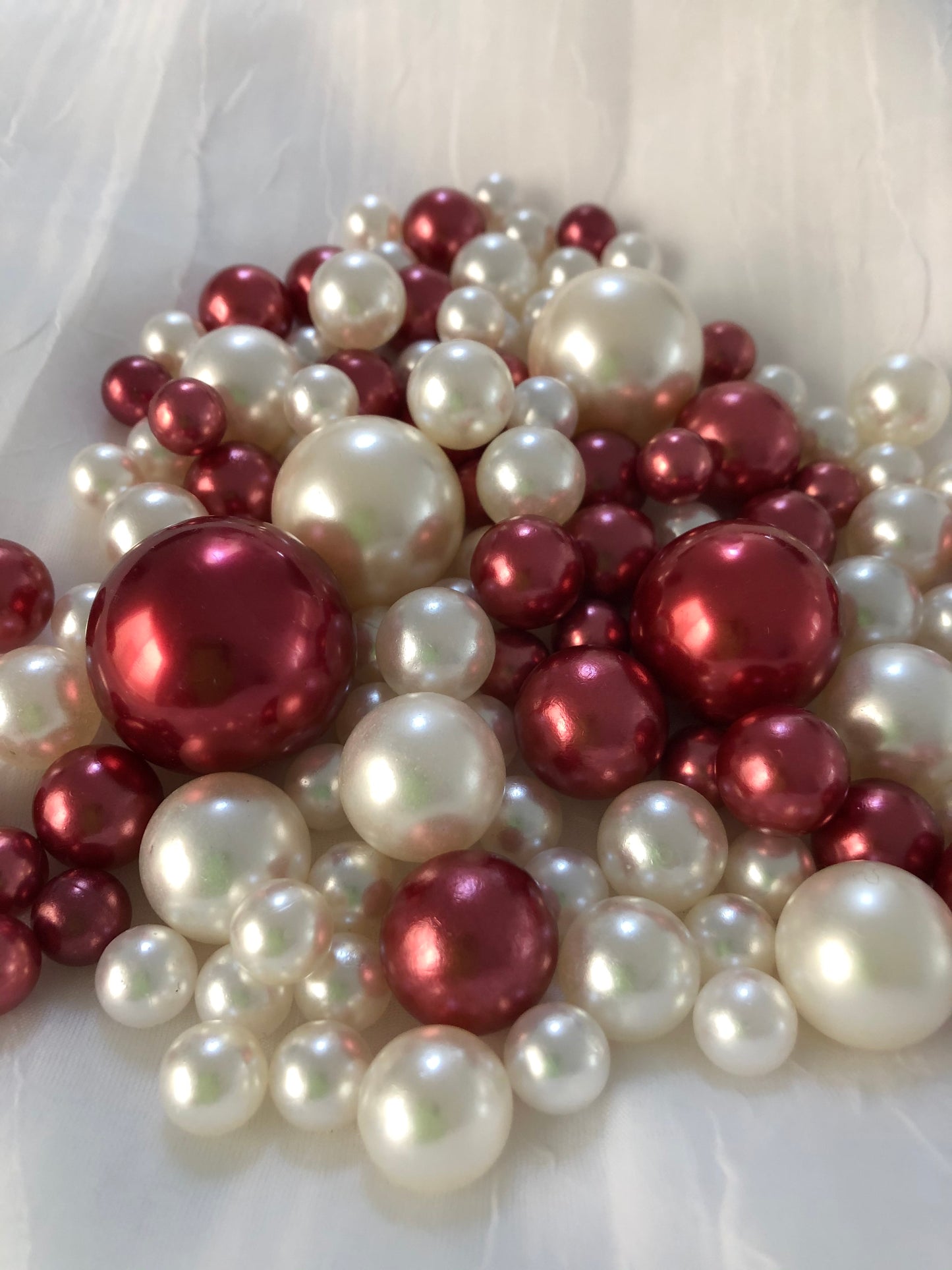 Burgundy Ivory Pearls, Vase Fillers For Floating Pearl Centerpiece Decor