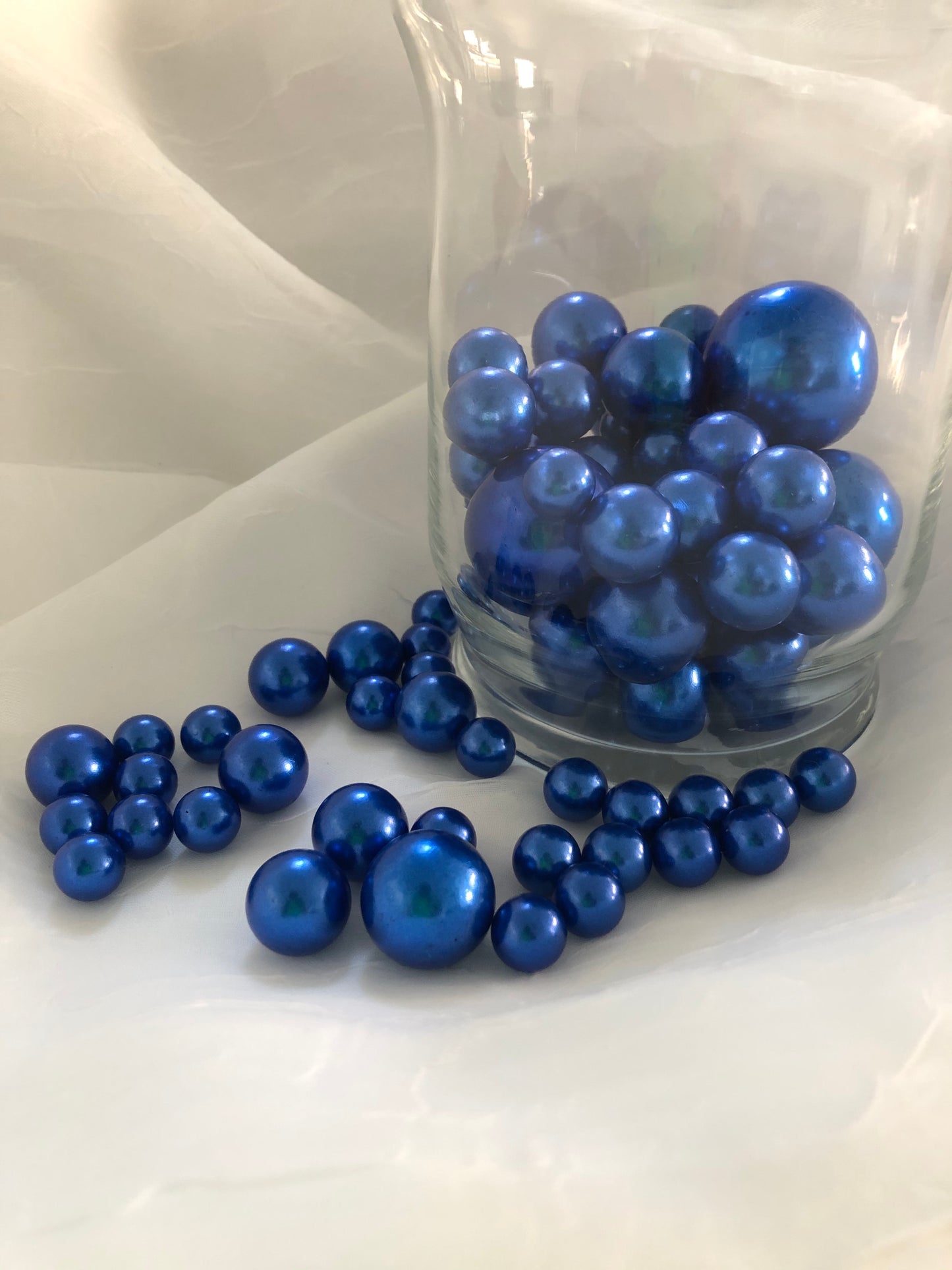 Royal Blue Vase Filler Pearls, Floating Pearl Centerpiece, Table Scatters