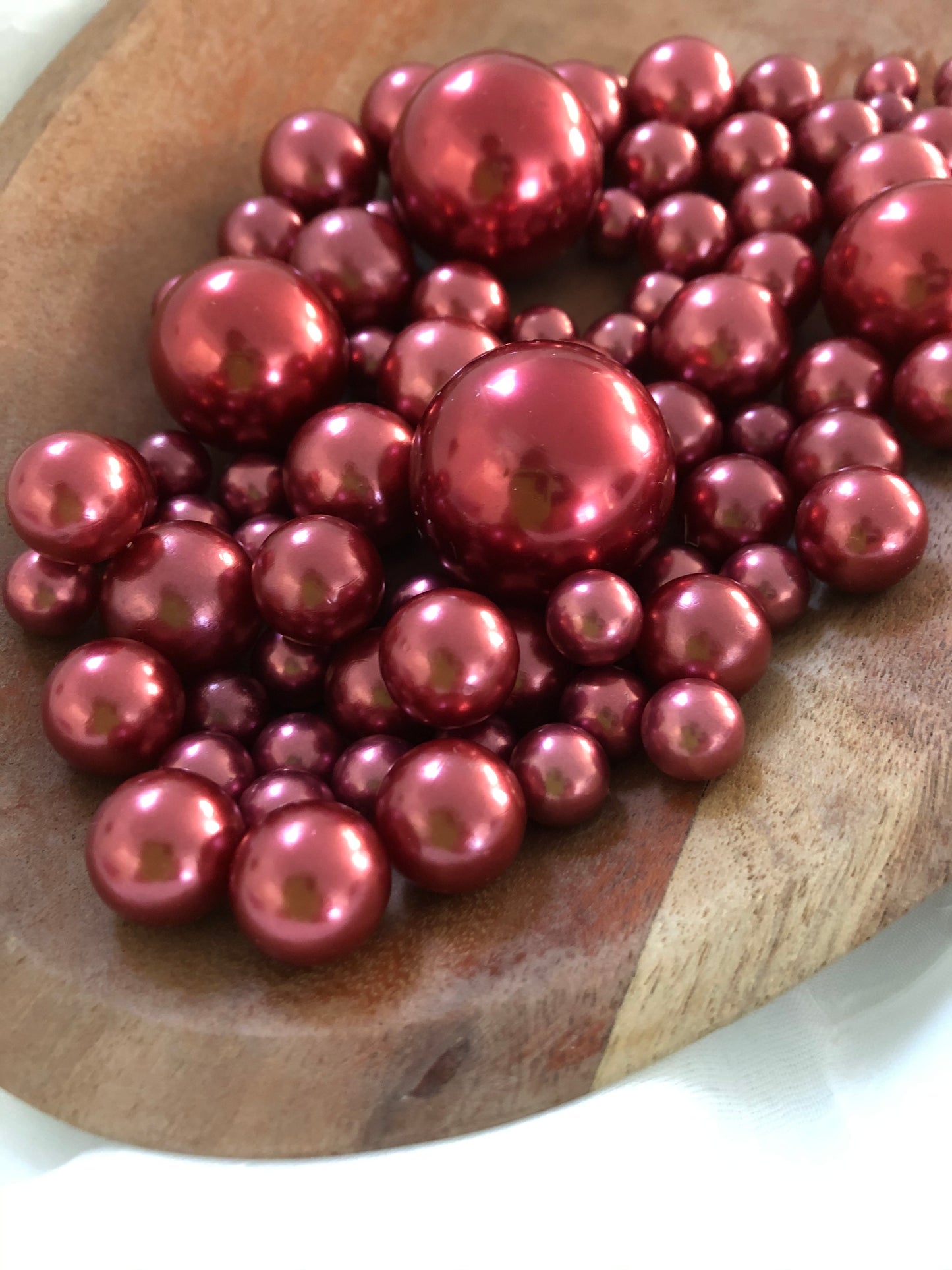 Burgundy vase filler pearls, floating pearl centerpiece, table scatters