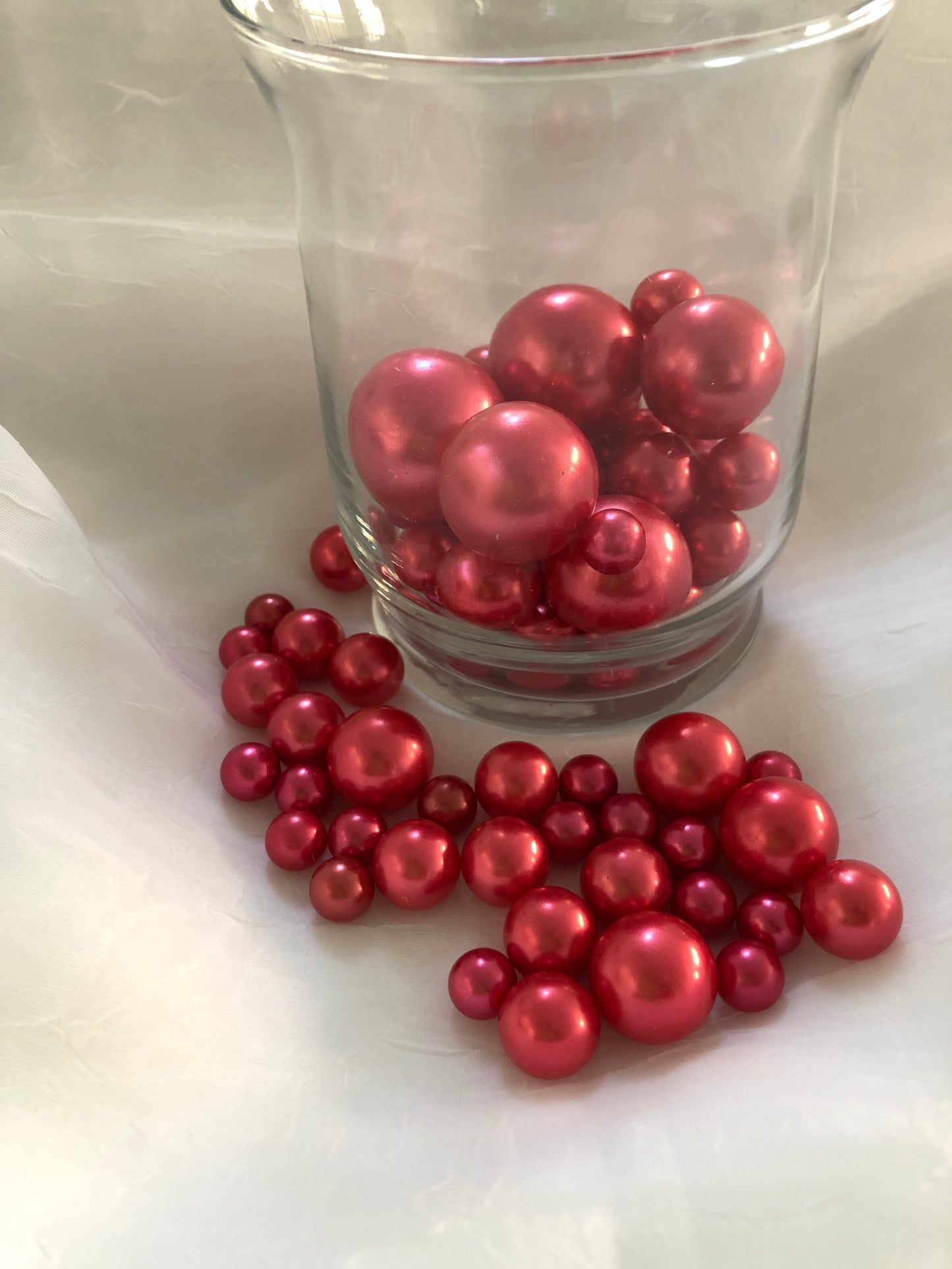 Red Pearls - vase filler pearls, floating pearl decor, table confetti, no hol pearls