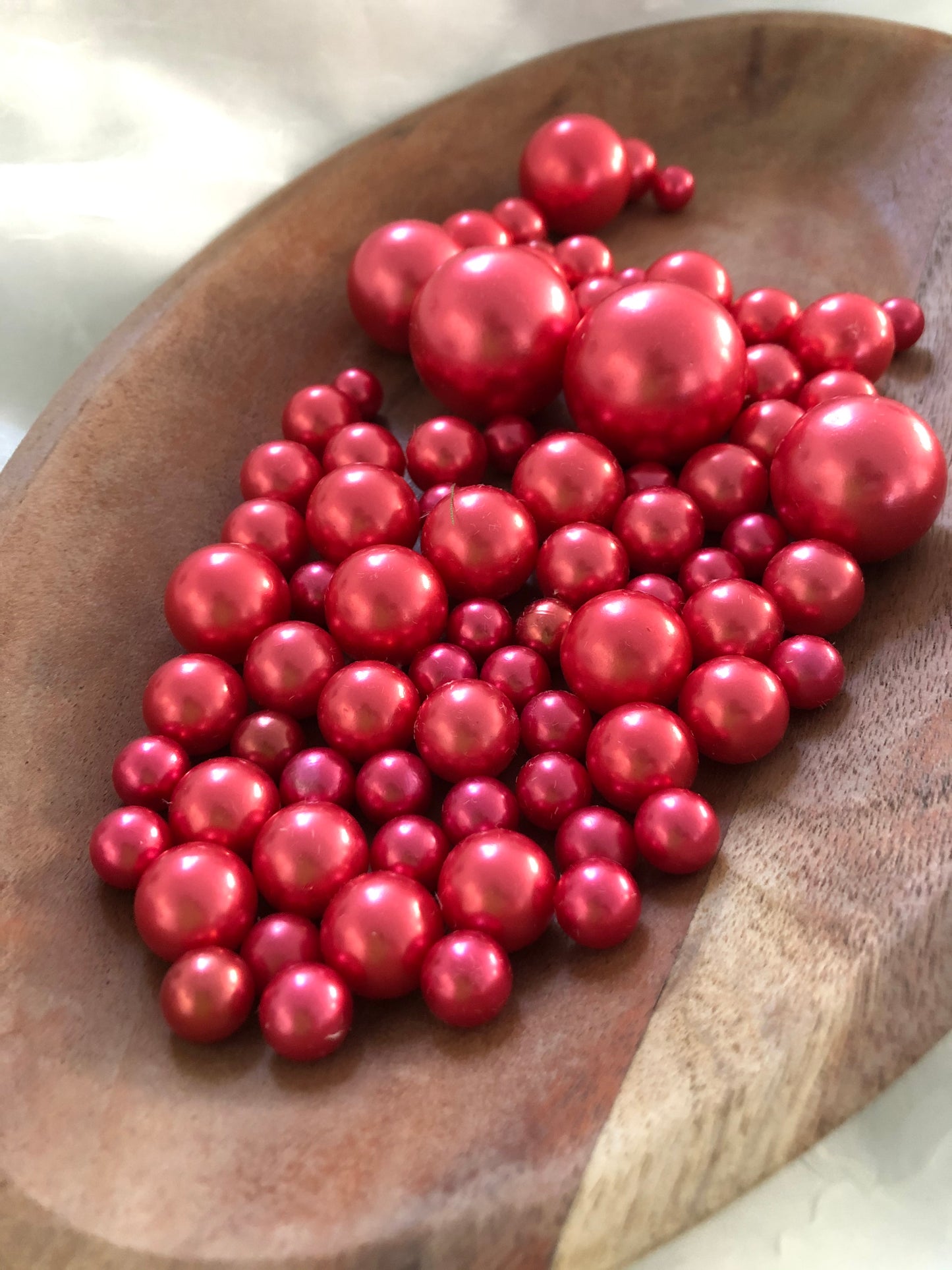 Red Pearls - vase filler pearls, floating pearl decor, table confetti, no hol pearls